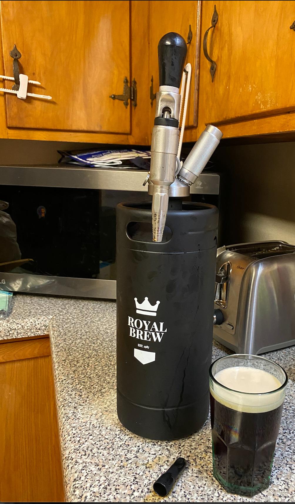 The Original Royal Brew Nitro Cold Brew Coffee Maker - Gift for Coffee Lovers - 128 oz Extra Large Home Keg, Nitrogen Gas System Coffee Dispenser Kit - Use Nitrogen or Nitrous Oxide customer photo 2