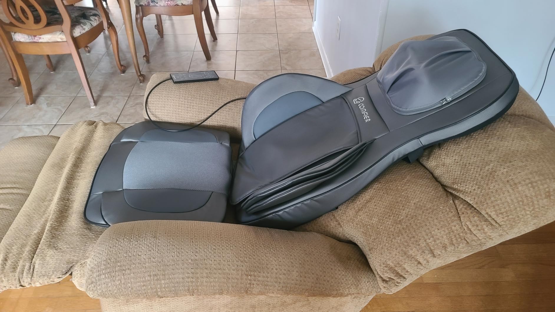 COMFIER Shiatsu Neck and Back Massager with Heat, Adjustable Neck Nodes | 3-Level Compression, Massage Chair Pad, Rolling & Spot Massage, 3-Level Seat Vibration, 15-Min Timer, Office Chair & Recliner customer photo 1