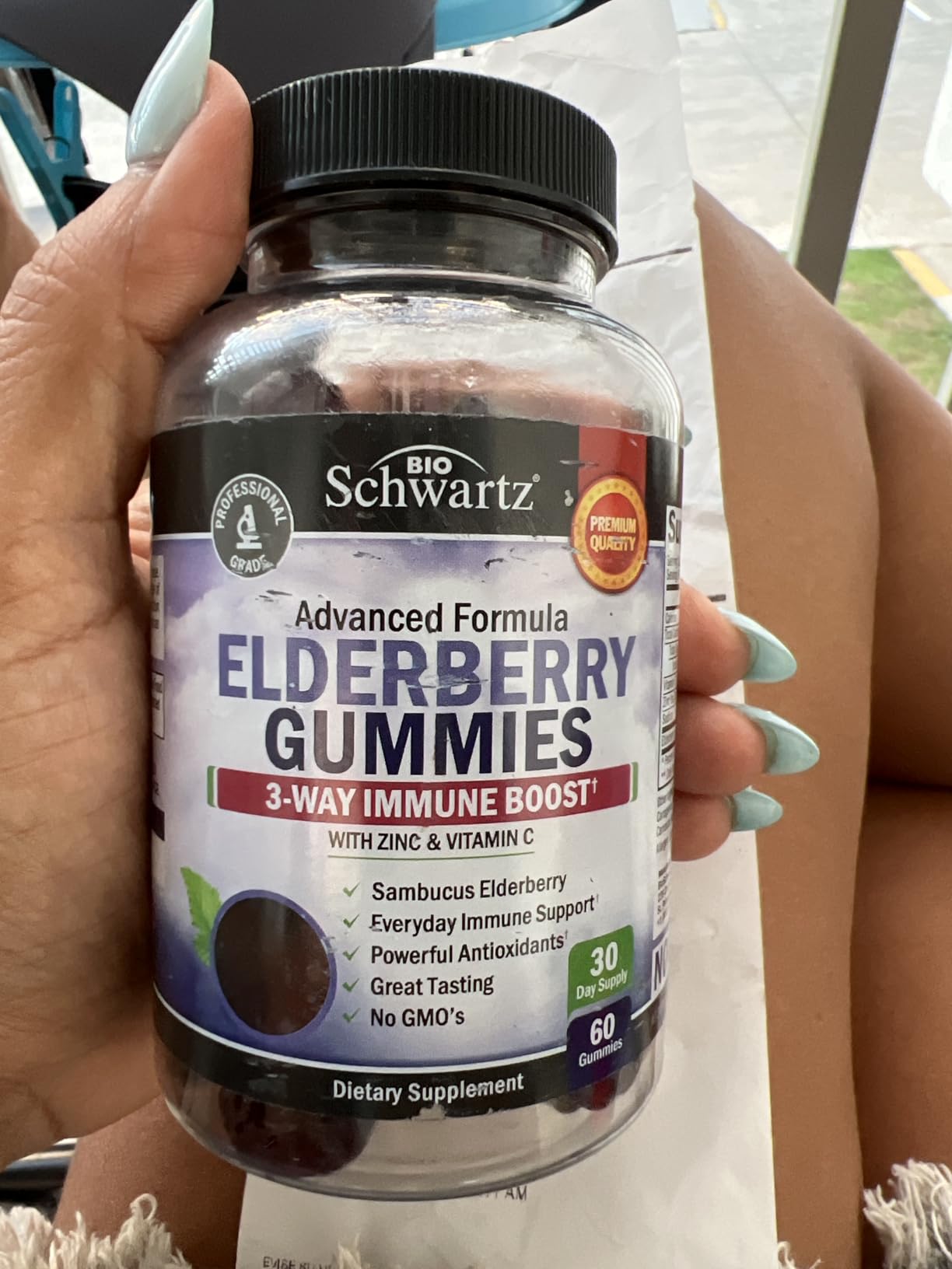 BioSchwartz Elderberry Gummies with Zinc and Vitamin C - Natural Immune Support for Adults & Kids - Black Sambucus Elderberries - Third-Party Tested, Non-GMO, Vegan Multimineral Supplement, 60 Count customer photo 1