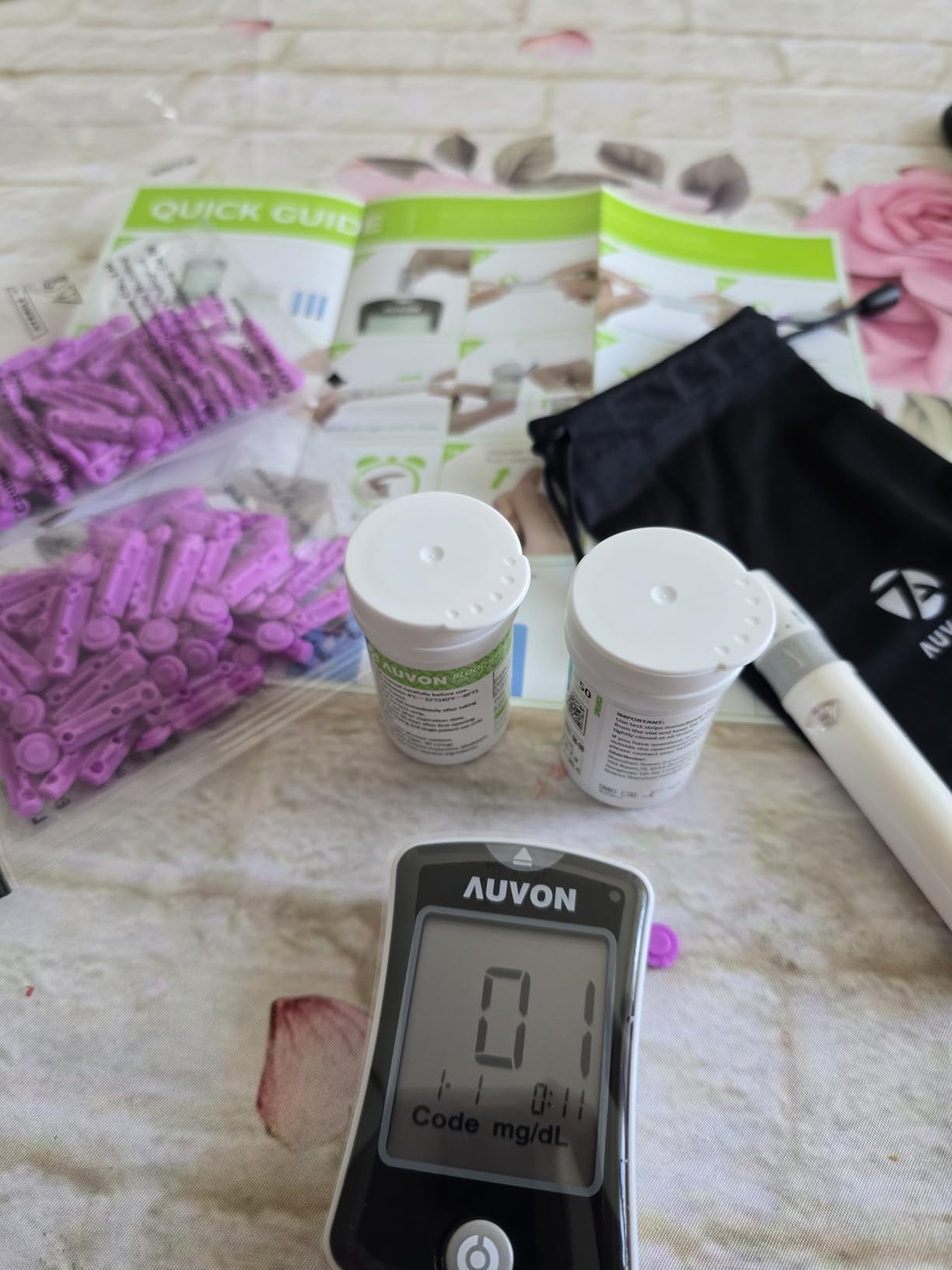 AUVON Blood Glucose Monitor Kit for Accurate Test, Diabetes Testing Kit with 100 Glucometer Strips, 100 30G Lancets customer photo 2