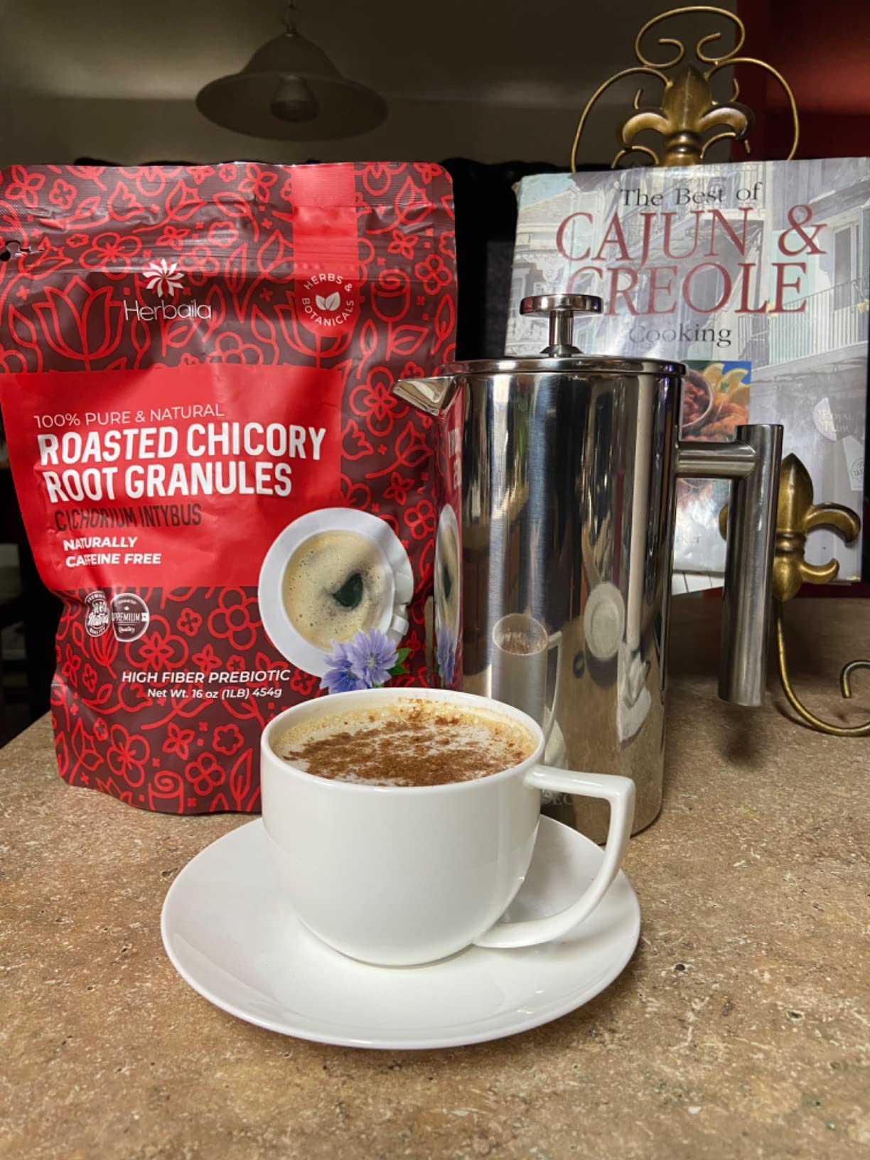 Herbaila Chicory Root Roasted Granules, 1 Pound, Chicory Coffee (Inulin, Prebiotic Dietary Fiber) Rich Flavor, Caffeine Free, Natural Tea and Coffee Substitute, Keto, Kosher customer photo 2