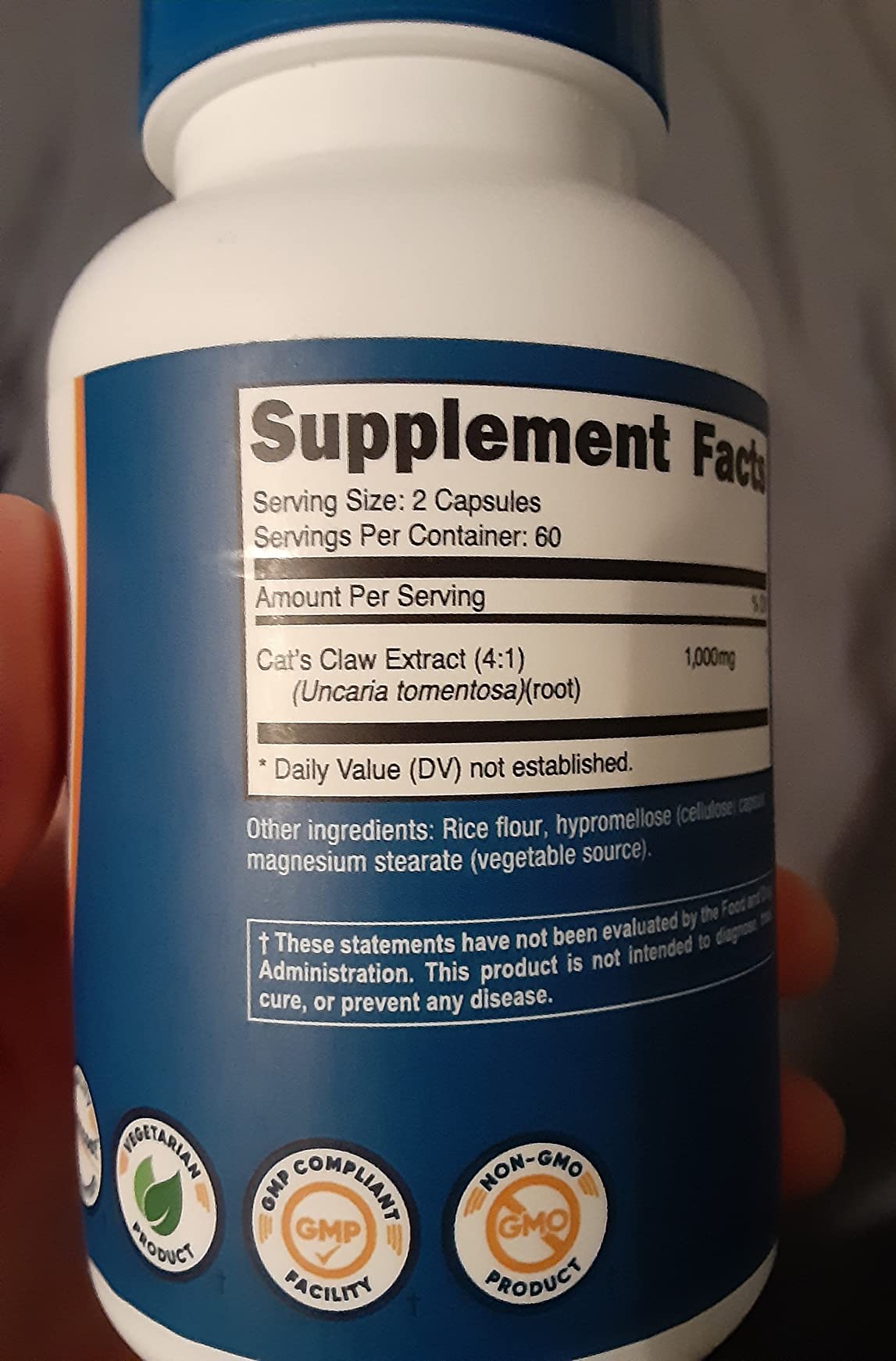Nutricost Cat's Claw 1000mg, 120 Capsules - Vegetarian Caps, Non-GMO and Gluten Free, 60 Servings customer photo 2