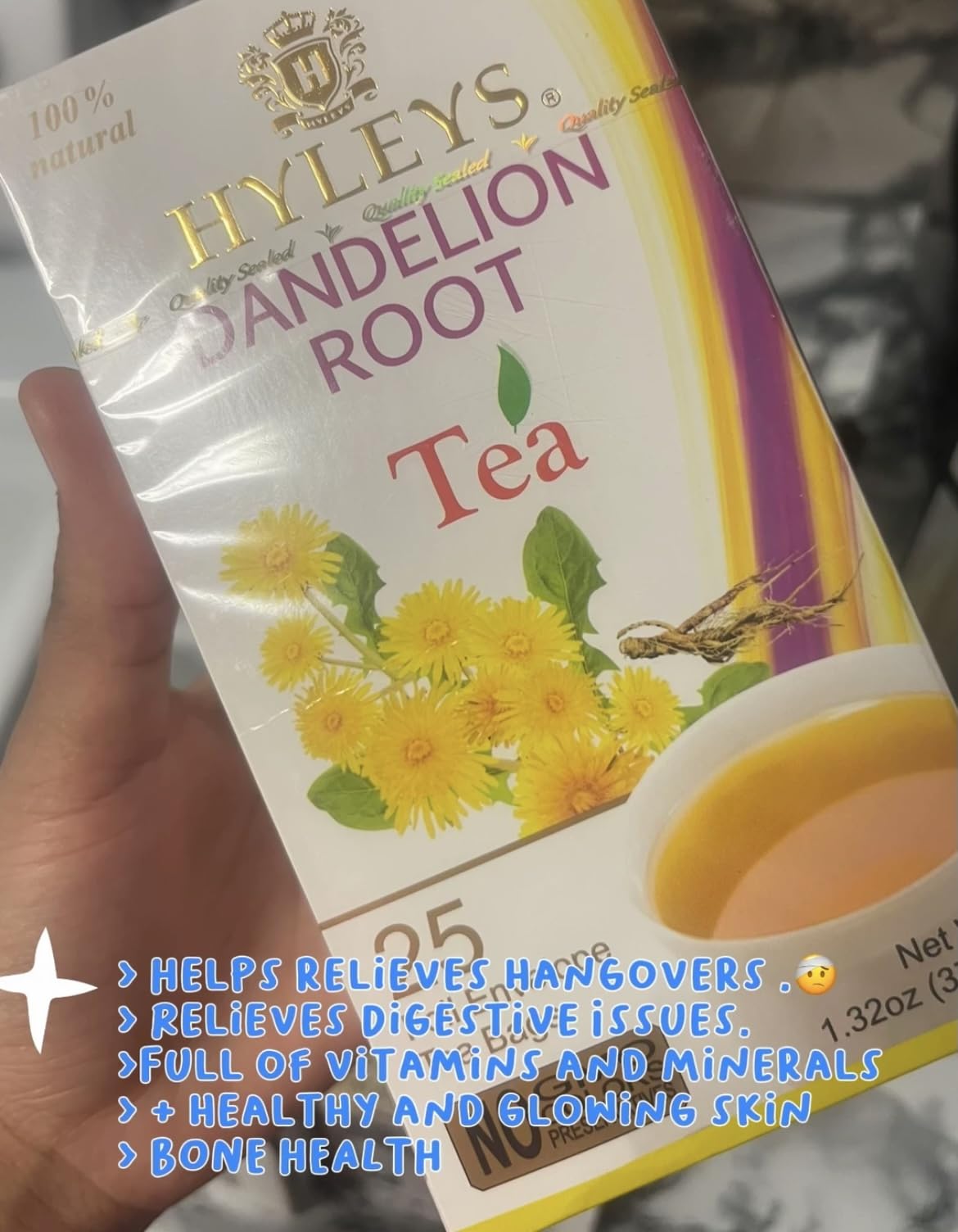 Hyleys Dandelion Root & Green Tea with Milk Thistle and Licorice Root - Herbal Detox Blend - 25 Tea Bags customer photo 2