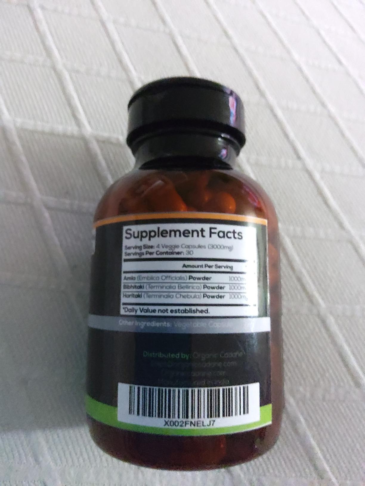 Organic Cadane Triphala (3 Fruit Powders) Supplement, 120 Veggie Capsules | Improves Digestion Function, Supports Immune System customer photo 1