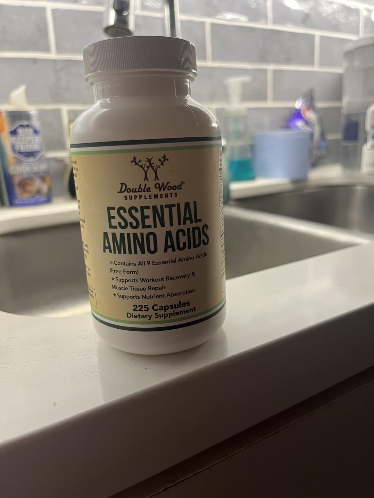 Essential Amino Acids - 1 Gram Per Serving Powder Blend of All 9 Essential Aminos (EAA) and All Branched-Chain Aminos (BCAAs) (Leucine, Isoleucine, Valine) 225 Capsules, Gluten Free by Double Wood customer photo 2