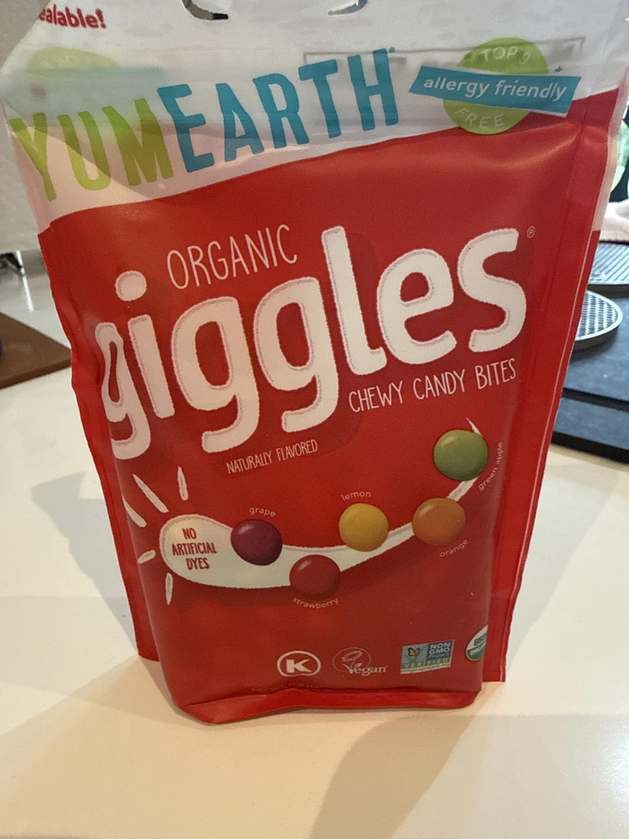 YumEarth Organic Giggles Chewy Candy - Allergy Friendly (Top 9 Free), No Artificial Dyes, Non GMO, Gluten Free, Vegan - Individually Wrapped Fruity Snack Packs - 0.5 Ounce (Pack of 10) customer photo 2