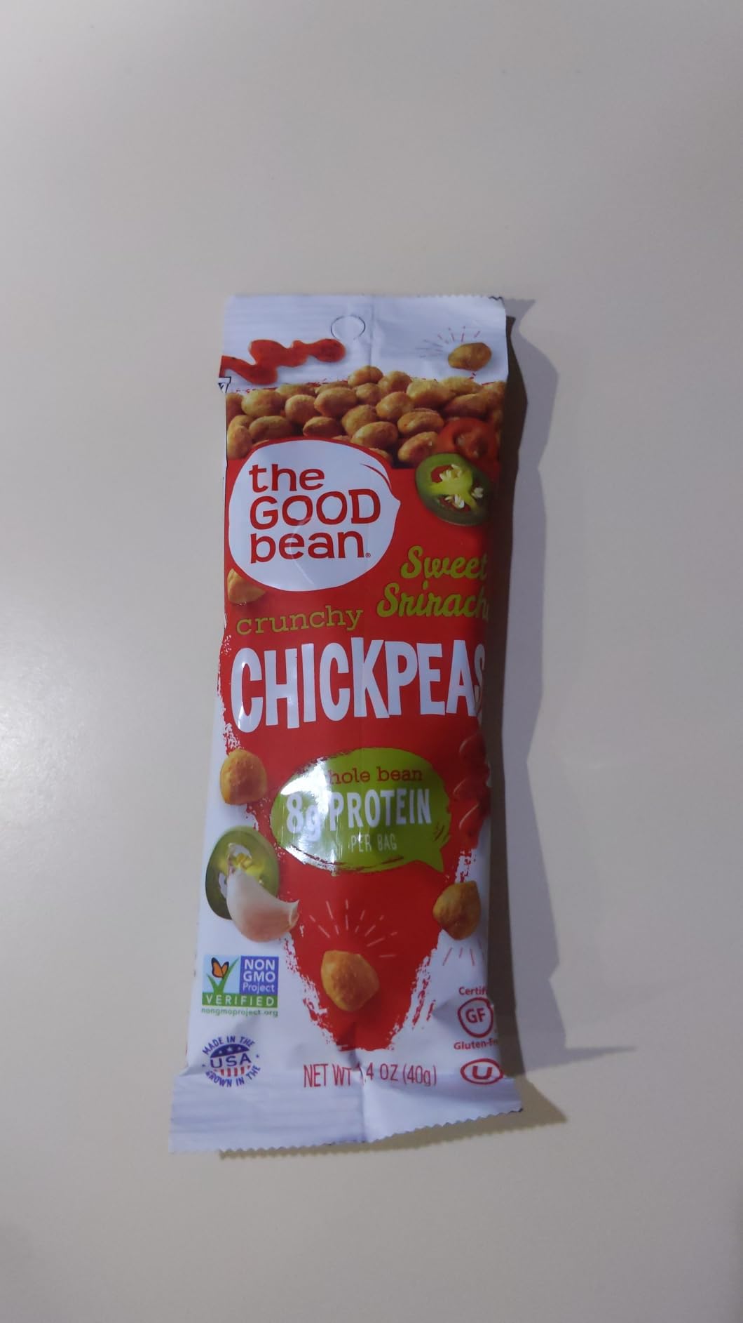 The Good Bean Crunchy Chickpeas - Variety Pack - (10 Pack) 1.4 oz Packet - Sweet Sriracha, Sea Salt, and Classic Hummus Roasted Chickpea Beans - Vegan Snack with Good Source of Plant Protein and Fiber customer photo 2