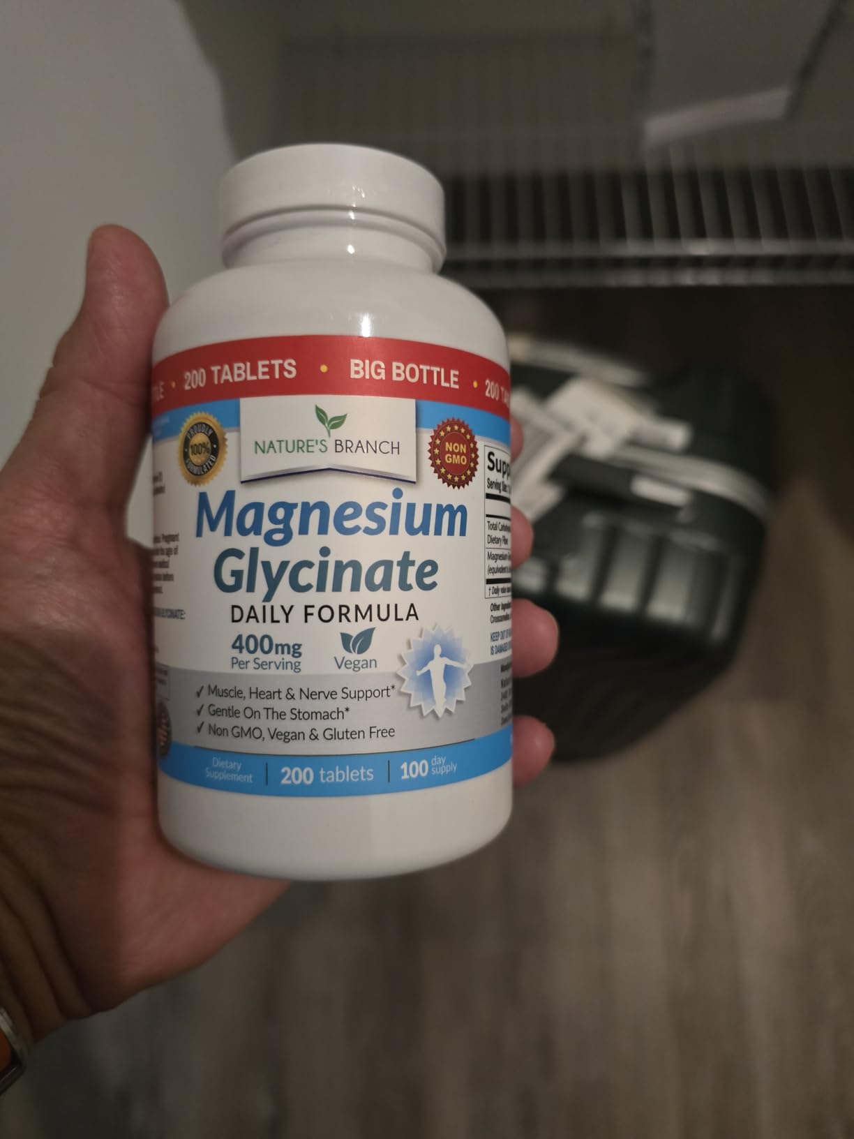 Magnesium Glycinate 400mg | 200 Tablets | High Absorption Mag Supplements for Sleep, Leg Cramps, Heart, Muscle, Calm | Non Buffered Bisglycinate customer photo 1