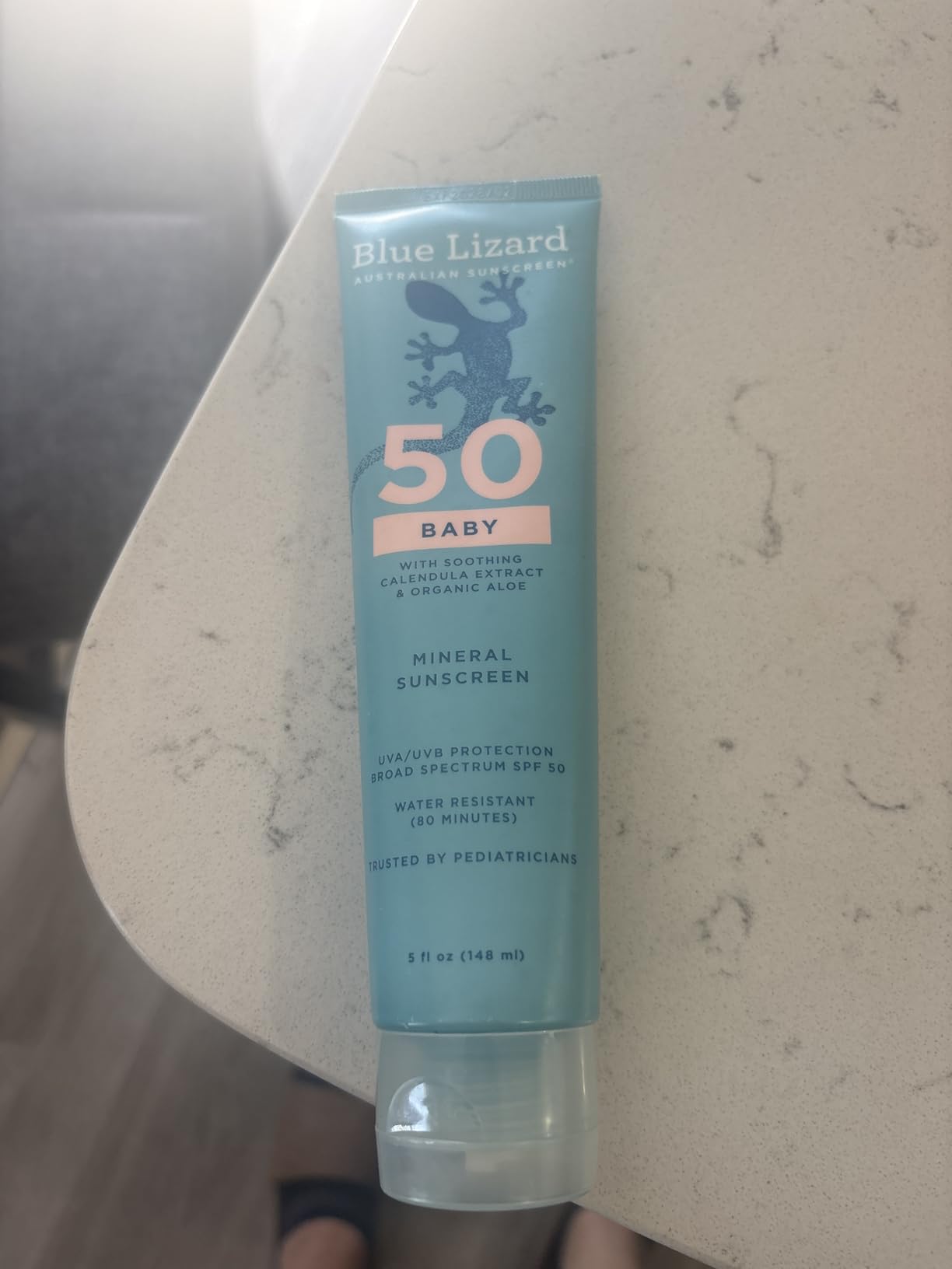 Blue Lizard BABY Mineral Sunscreen with Zinc Oxide, SPF 50+, Water Resistant, UVA/UVB Protection with Smart Cap Technology - Fragrance Free, 5 oz. Tube customer photo 2