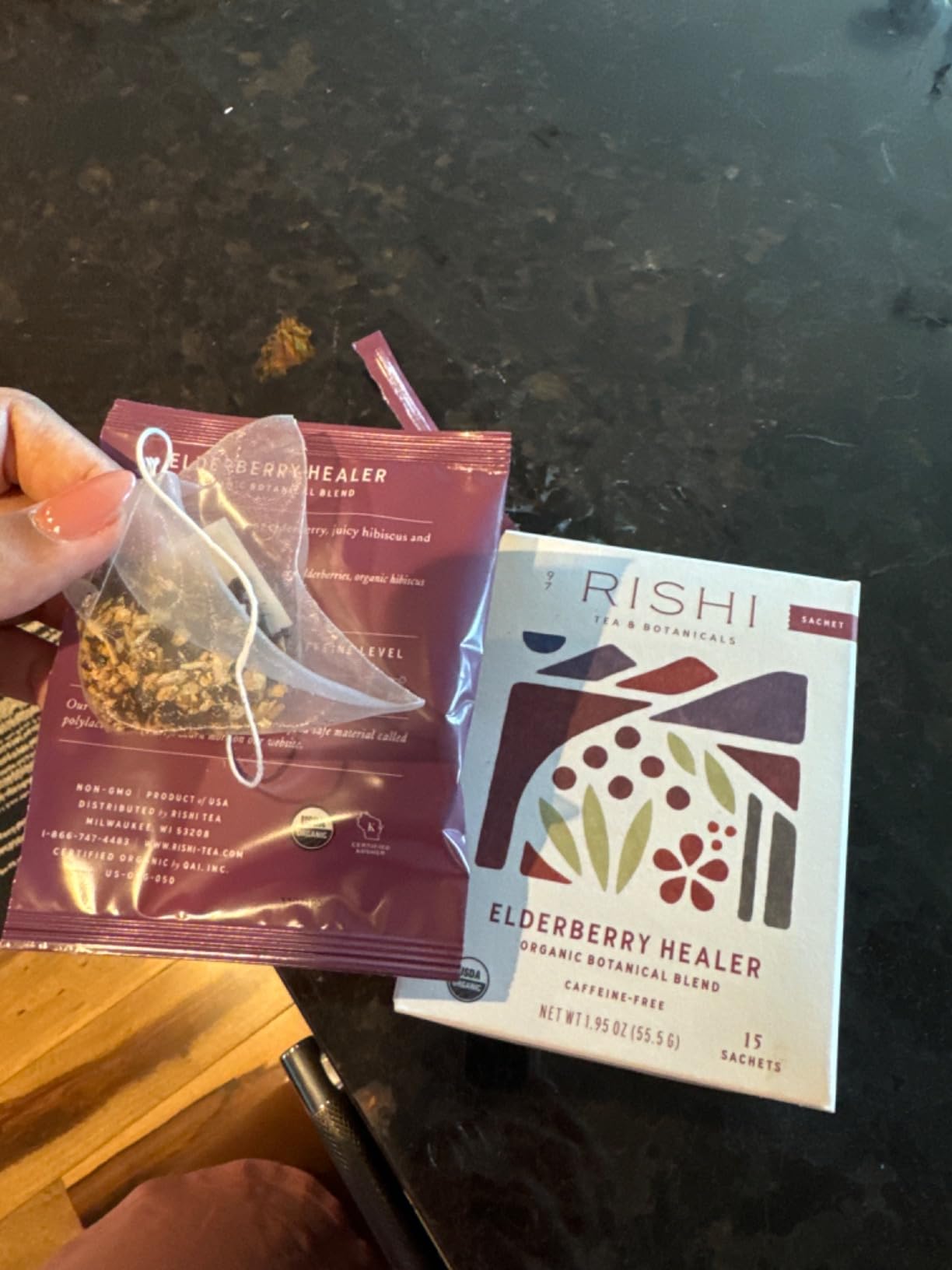 Rishi Tea Elderberry Healer Herbal Tea - Organic, Caffeine Free Sachet Bags, Antioxidant Elderberry with Ginger & Hibiscus - 15 Count (Pack of 1) customer photo 1