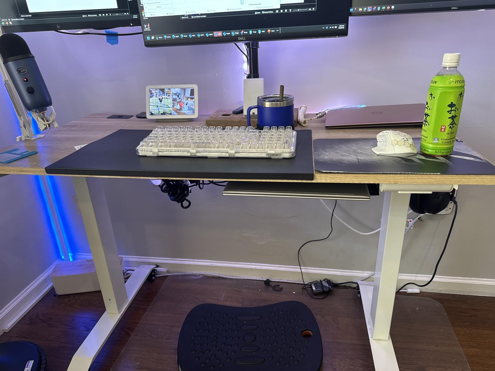 SHW 55 x 28 Inches Electric Height Adjustable Standing Desk with Drawer and Memory Preset, Black customer photo 2