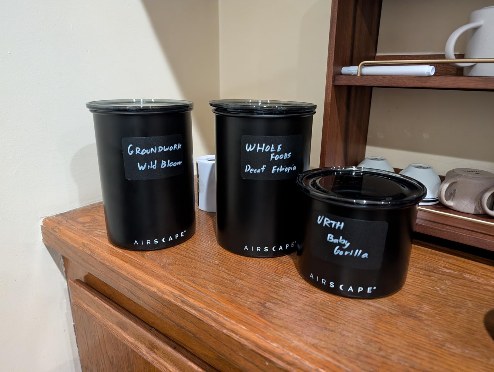 AirScape Planetary Design Stainless Steel Coffee Canister | Food Storage Container | US Patented Inner Plunger Lid REMOVES Excess Oxygen | (Medium, Matte Black) customer photo 1
