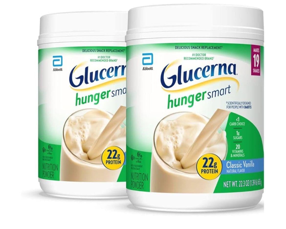 Glucerna Hunger Smart Diabetes Care Powder, Classic Vanilla, Diabetic Snack Replacement to Support Blood Sugar Management, 22g Protein, 130 Calories, 22.3 Oz, 2 Pack customer photo 1