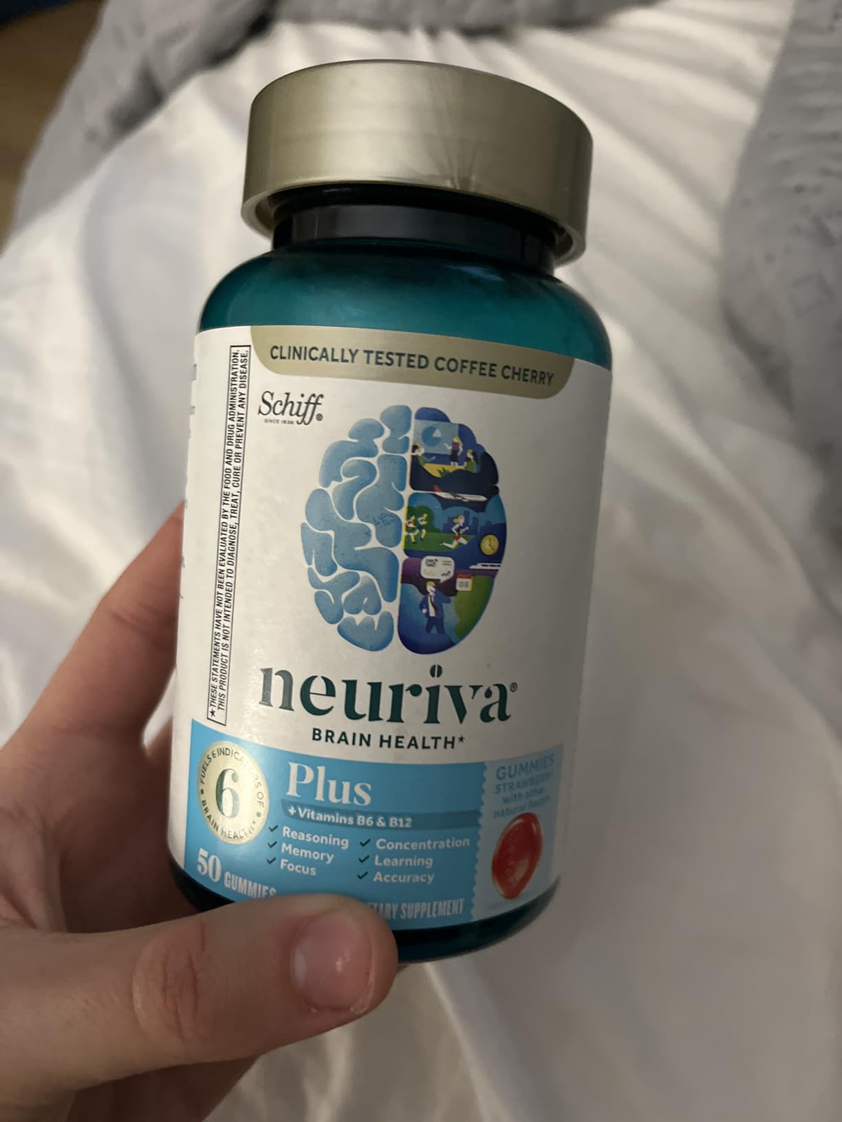 NEURIVA Plus Brain Supplements for Memory and Focus, Clinically Tested Nootropics Neurofactor and Phosphatidylserine with Vitamin B12, Vitamin B6, 50 Count Strawberry Gummies customer photo 1
