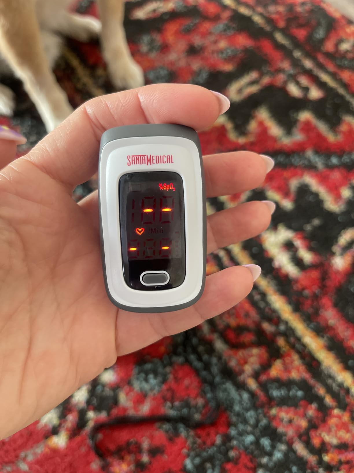 Fingertip Pulse Oximeter, Blood Oxygen Saturation Monitor (SpO2) with Pulse Rate Measurements and Pulse Bar Graph, Portable Digital Reading LED Display, Batteries and Carry Case Included customer photo 1
