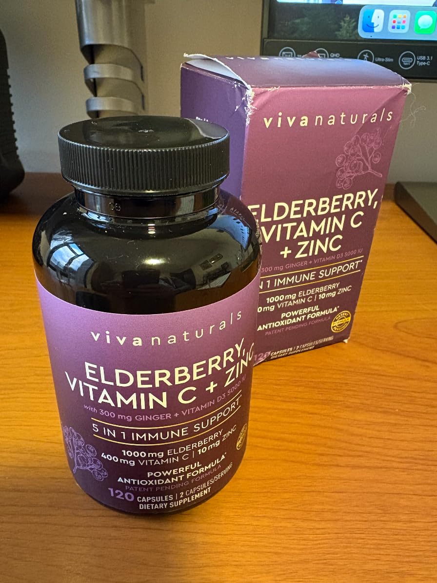 Viva Naturals Elderberry with Vitamin C and Zinc for Adults - 5 in 1 Sambucus Black Elderberry Capsules with Vitamin D3 5000 IU Immunity Supplement customer photo 2