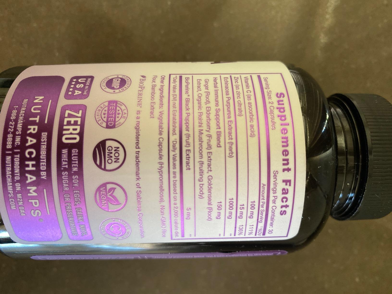 NutraChamps Echinacea Capsules 1000mg - 8-in-1 Immune Support Supplement - Echinacea Goldenseal, Vitamin C, Zinc, Ginger, Elderberry - 60 Capsules customer photo 2