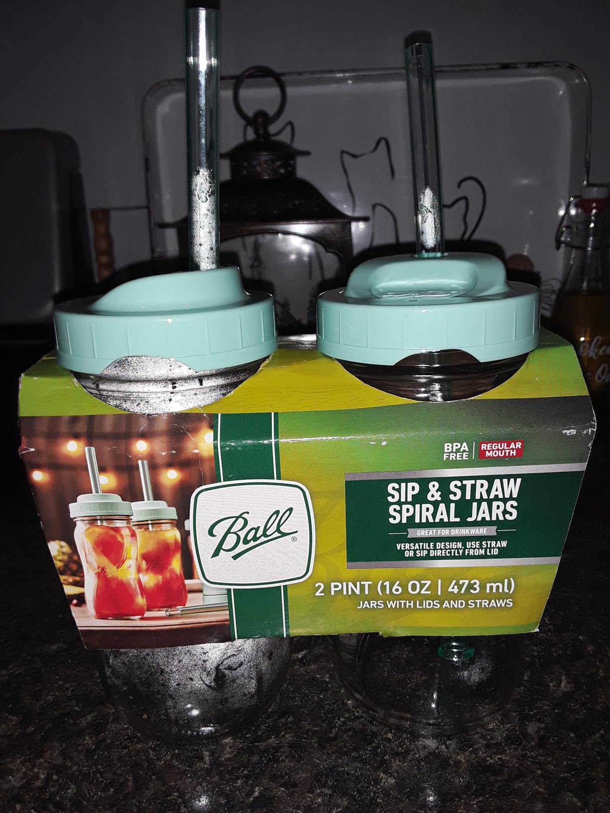 Ball 1440016024 Sip Straw Contoured Jar, 16 Oz (Pack of 2) customer photo 2