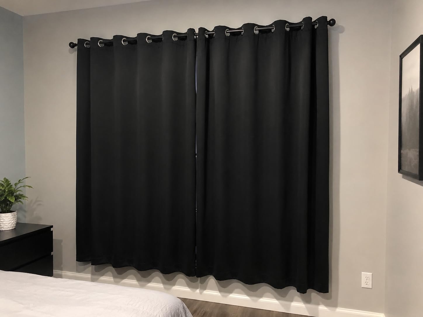 ChrisDowa Grommet Blackout Curtains for Bedroom and Living Room - 2 Panels Set Thermal Insulated Room Darkening Curtains (Dark Grey, 42 x 63 Inch) customer photo 1