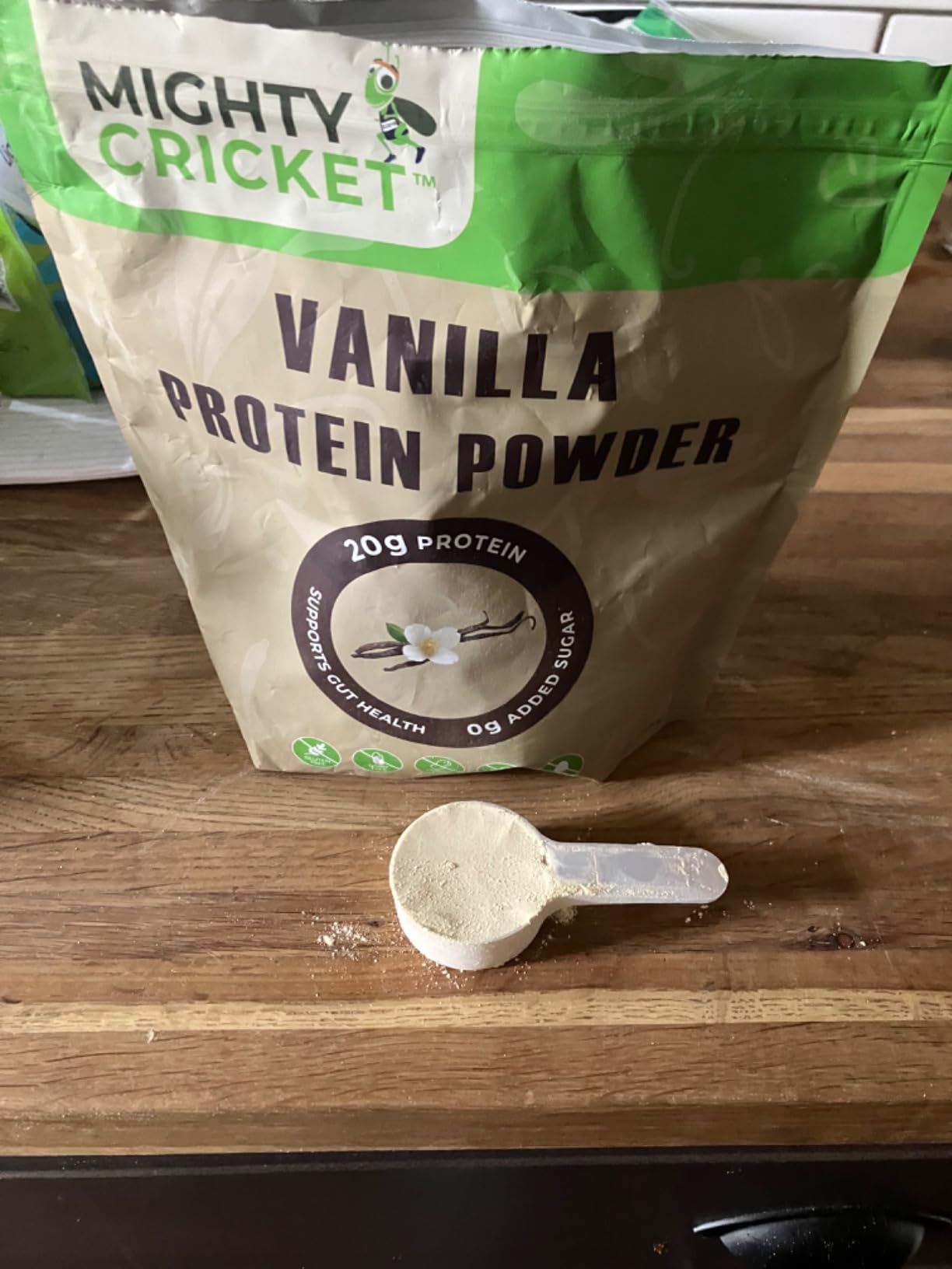 Mighty Cricket Protein Powder. 20g Clean Prebiotic Cricket Protein. No Sugar, Low Carbs, Gluten & Dairy Free. Keto & Paleo, 100% Natural Ingredients. Vanilla, 1 lb (Pack of 1) customer photo 1