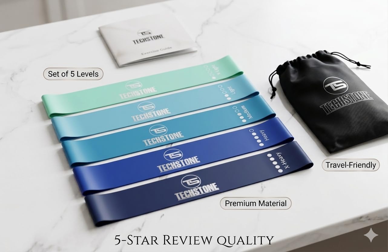 TechStone Resistance Bands Set - 5 Levels Loop Exercise Bands for Men & Women, Elastic Workout Bands for Home Gym, Training, Yoga & Fitness, Carry Bag Included customer photo 1