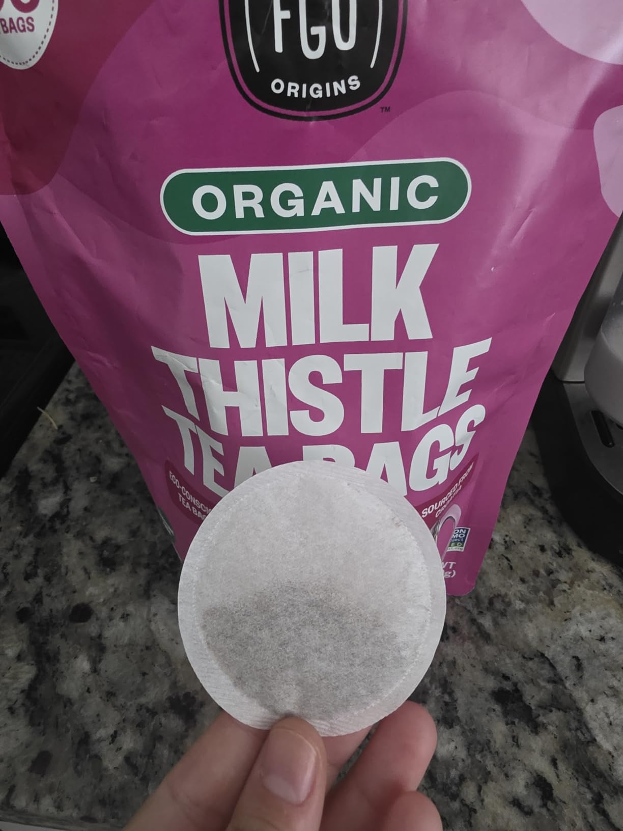 FGO Organic Milk Thistle Tea, 100 Count, Eco-Conscious Herbal Tea Bags, Resealable Bag, Caffeine Free, Packaging May Vary (Pack of 1) customer photo 2