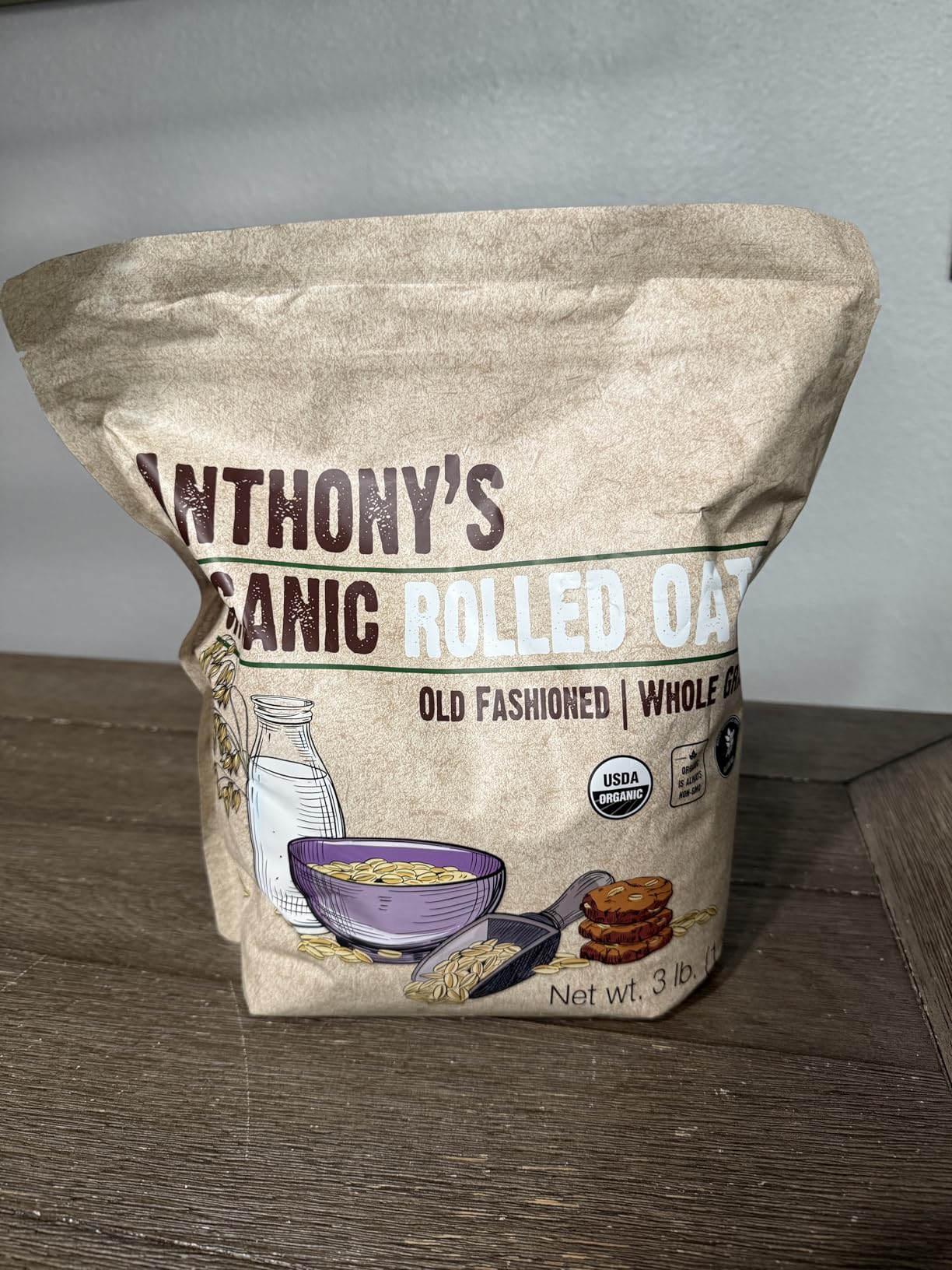 Anthony's Organic Rolled Oats, 3 lb, Gluten Free, Non GMO, Old Fashioned, Whole Grain customer photo 2