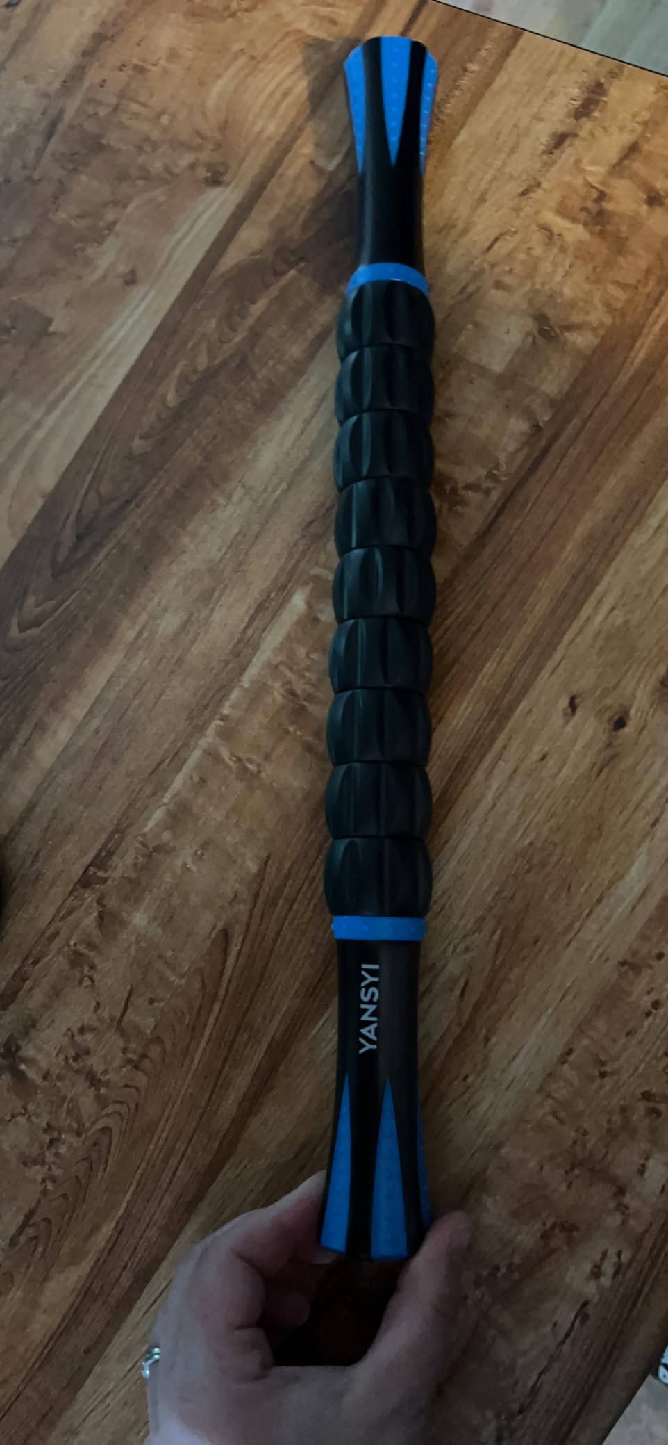 YANSYI Professional 9-Roller Deep Tissue Massage Stick - Portable Muscle Recovery Roller for Athletes, Relieves Post-Workout Soreness & Leg/Back Pain - Portable Physio Tool (Blue 1) customer photo 2