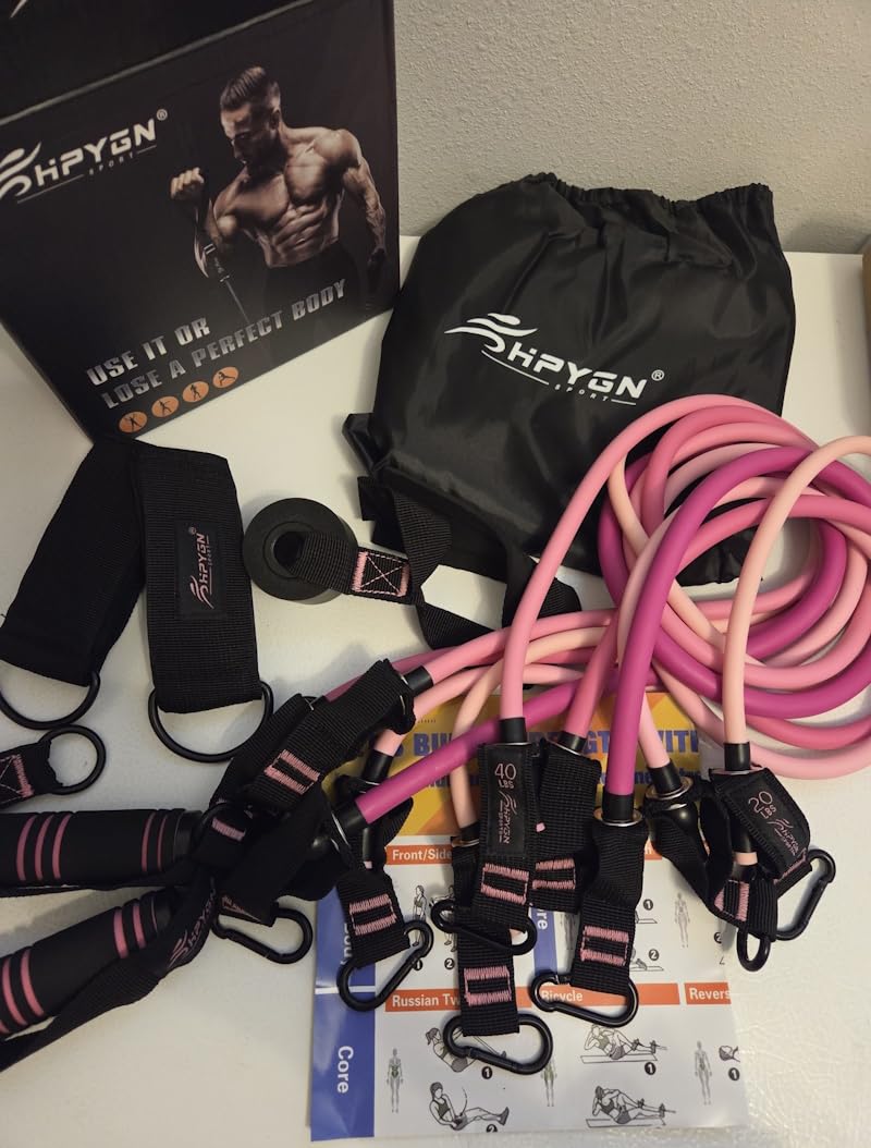 HPYGN Resistance Bands, Exercise Bands with Handles, Fitness Bands, Workout Bands with Door Anchor and Ankle Straps, for Heavy Resistance Training, Physical Therapy, Shape Body, Yoga, Home Workout Set customer photo 2