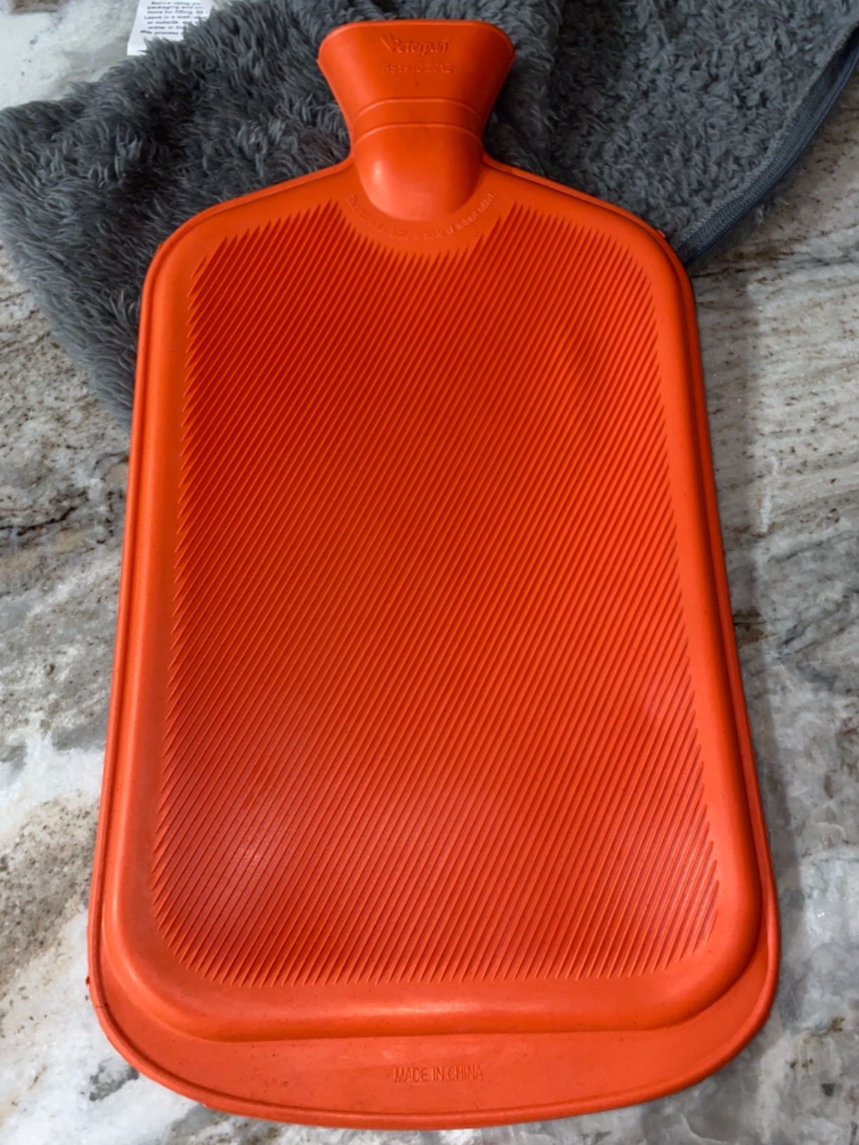 Peterpan Teddy Charcoal Rubber Hot Water Bottle Cover, Size: XXX-Large, Hot Water Bag for Pain Relief, BPA & Phthalates Free, 100 Fl Oz Capacity, Gray customer photo 2