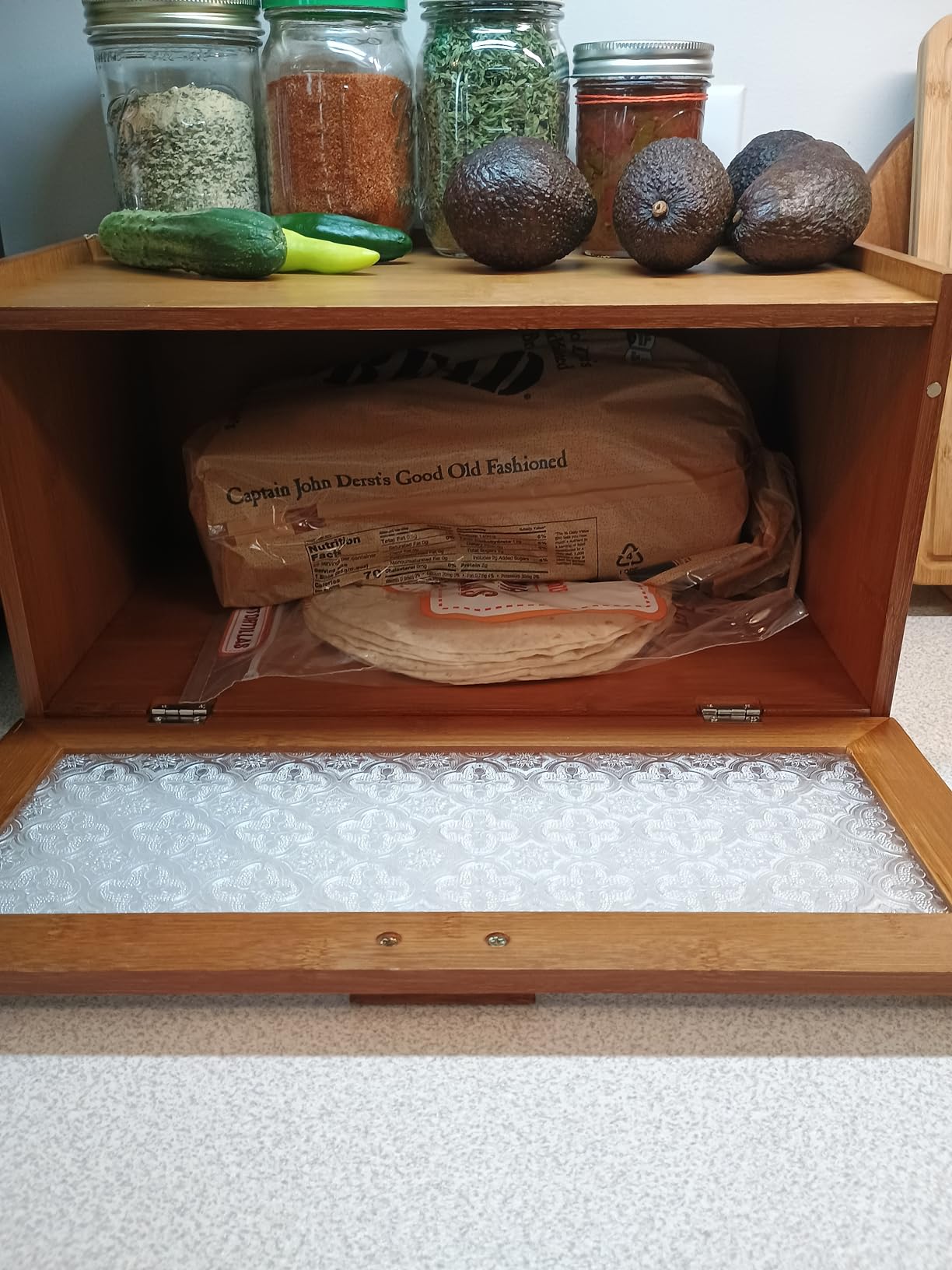 ETMI Bamboo Bread Box for Kitchen Counter-Large Capacity Bread Storage Container Farmhouse Bread Box with Window Bread Holder customer photo 1