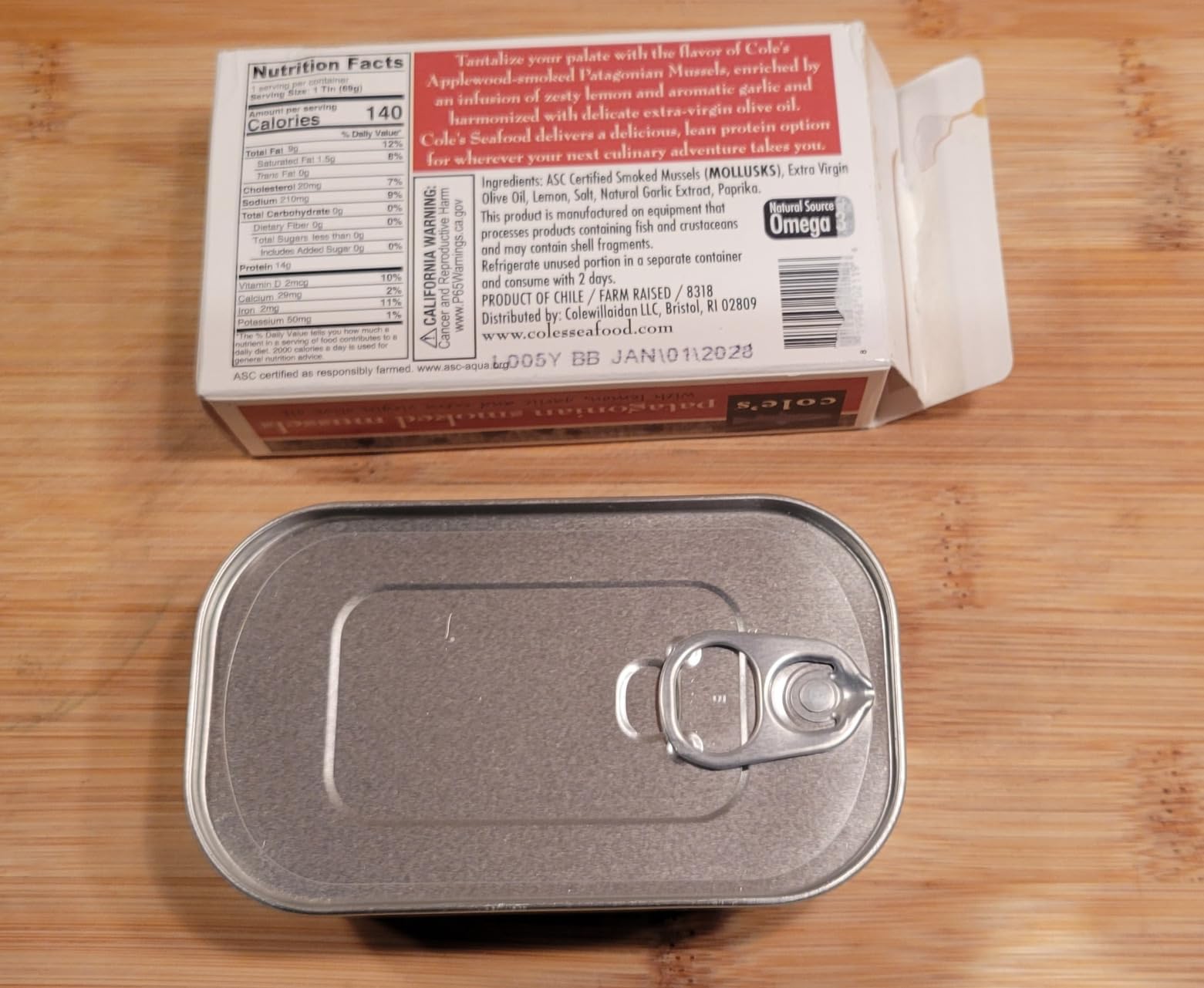 Cole’s Patagonian Smoked Mussels Canned in Extra Virgin Olive Oil | 4oz Hand-Packed Tinned Mussels | 14g Protein | Pack of 5 customer photo 2