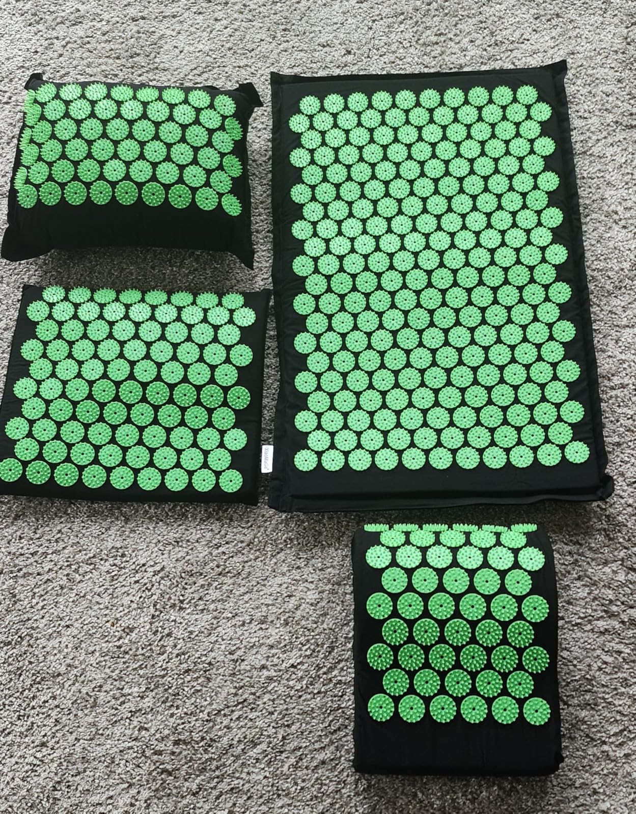 XiaoMaGe Acupressure Mat and Pillow Set with Bag - Large Size 28.7 X 16.5 inch Acupuncture Mat for Neck & Back Pain, Muscle Relaxation Stress Relief, Sciatica Pain Relief Pillow (Black) customer photo 2