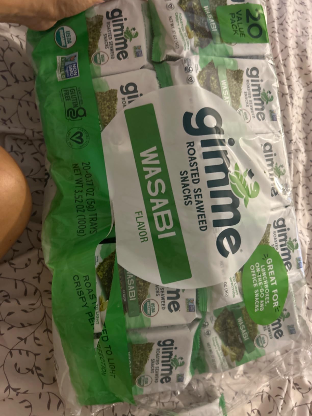 Gimme Seaweed Organic Premium Roasted Seaweed Snacks, Wasabi, 20 Count, Keto, Vegan, Gluten-Free, Great Source of Omega3s and Iodine, Healthy On-The-Go Snack for Kids and Adults customer photo 2