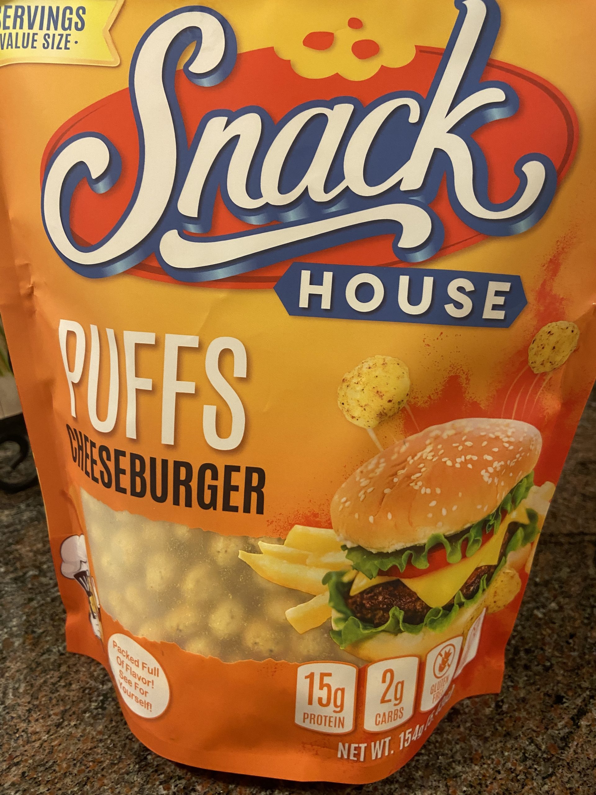 Snack House High Protein Puffs - Low Carb Snacks, 15g of Protein, Healthy Gluten & Grain Free Snack Food - Low Calorie Guilt Free Ketogenic Diet Friendly | 1g Sugar - Legendary Cheese Burger Flavor - 8 Pack customer photo 2