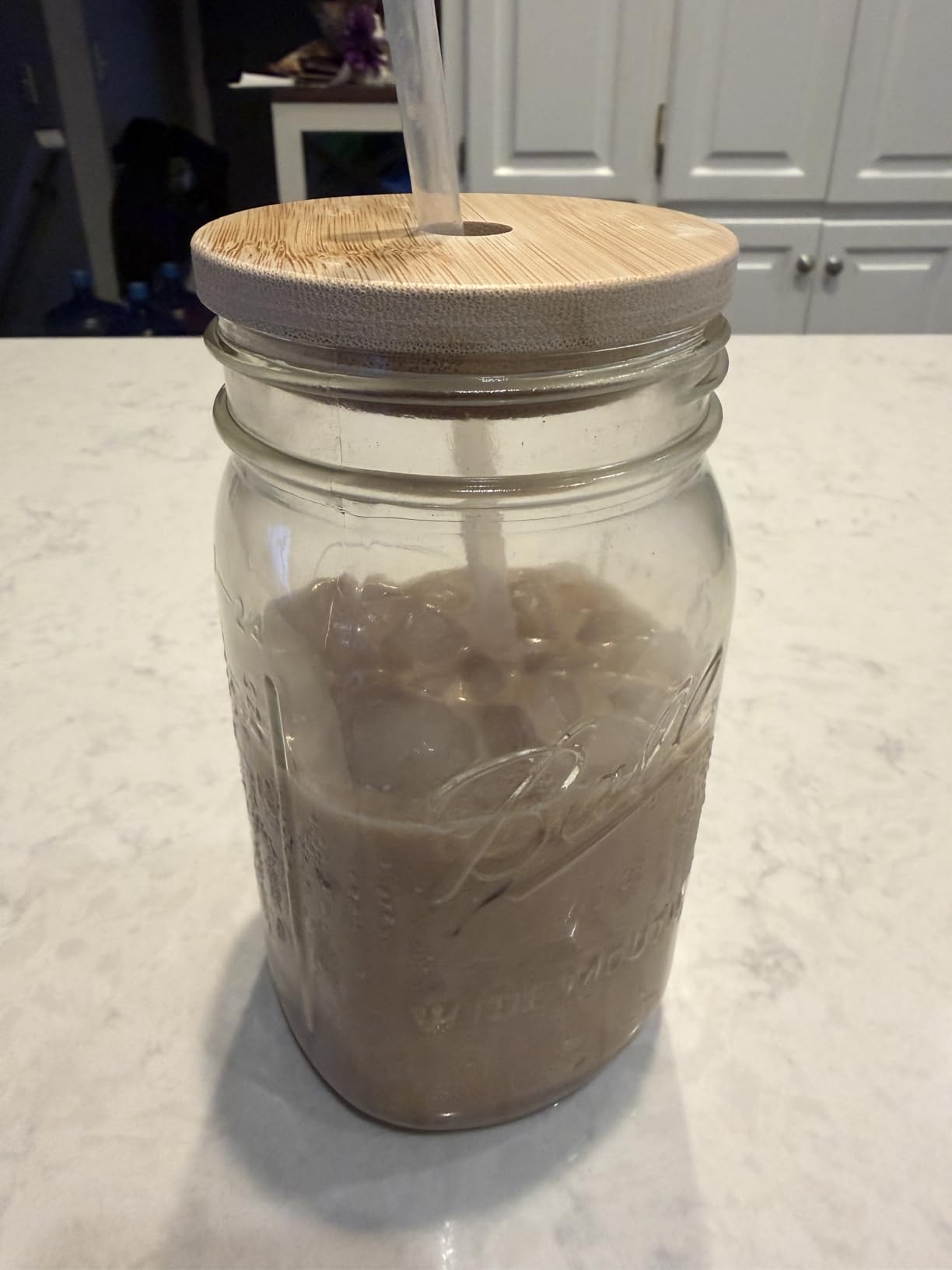 4 Pack 86mm Wide Mouth Bamboo Mason Jar Lids with Straw Hole Reusable Bamboo Caps Leak-Proof Glass Canning Drinking Storage Jars Lid customer photo 2