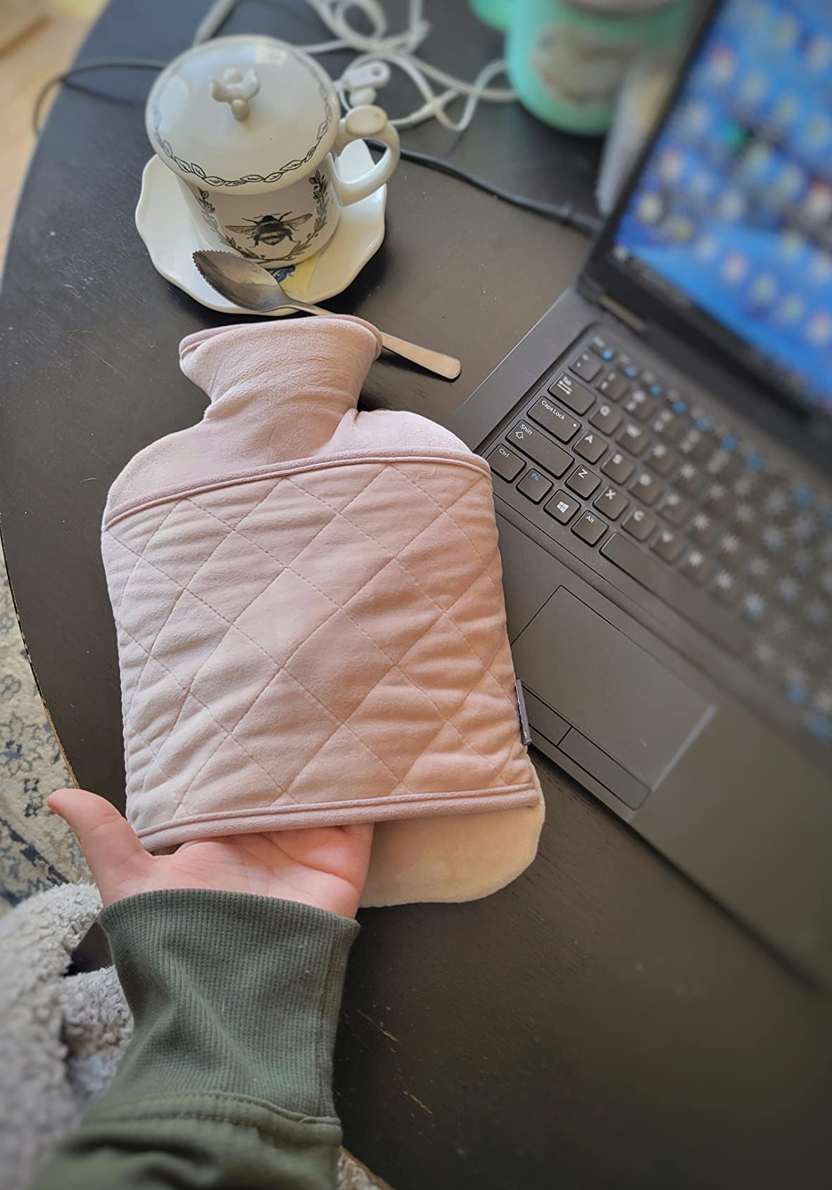Hot Water Bottle with Hand Pocket Cover - 2.0L BPA Free PVC Water Bag, Odorless Superior Material, Grey customer photo 2