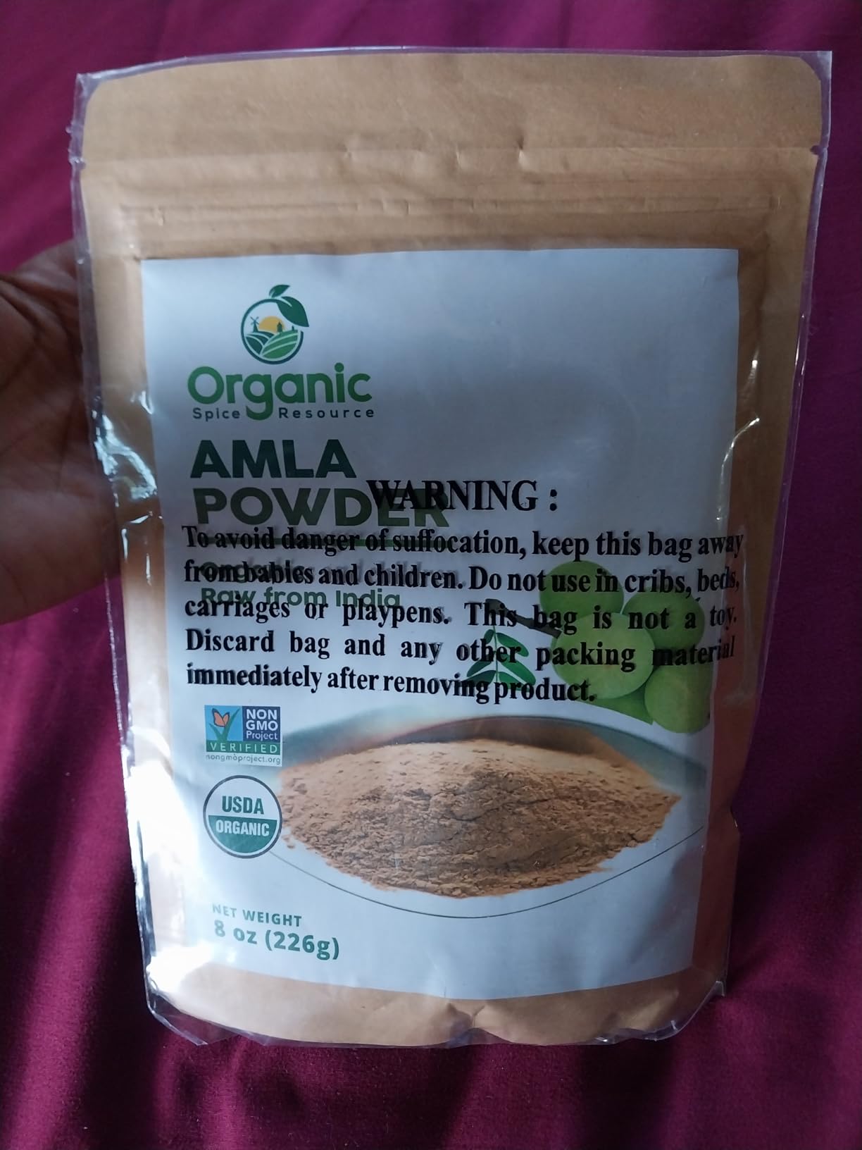 Organic Amla Powder - 1.1 lbs or 17.54oz | Amalaki, USDA Organics, Non-GMO, Kosher, Halal - 100% Raw and Natural, by SHOPOSR customer photo 2