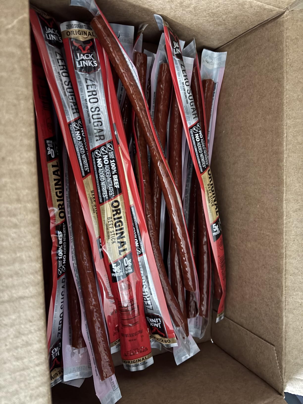 Jack Link's Original Zero Sugar Beef Sticks - (20 Pack) 0.92 oz Meat Sticks - Ready to Eat Protein Snacks - 5g Protein per Serving - Made with 100% Real Beef customer photo 2