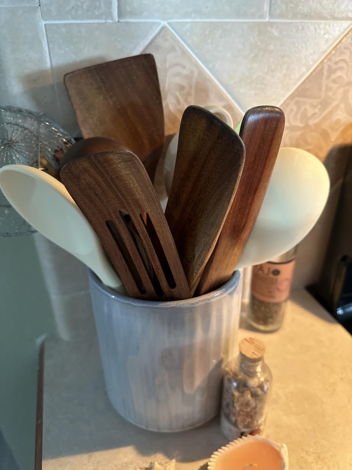 Spurtle Set, Natural Acacia Wooden Kitchen Utensils Set of 4, Wooden Spoons Utensils for Cooking, stirring, Mixing, Serving, spurtles kitchen tools as seen on tv for NonSick Cookware customer photo 1