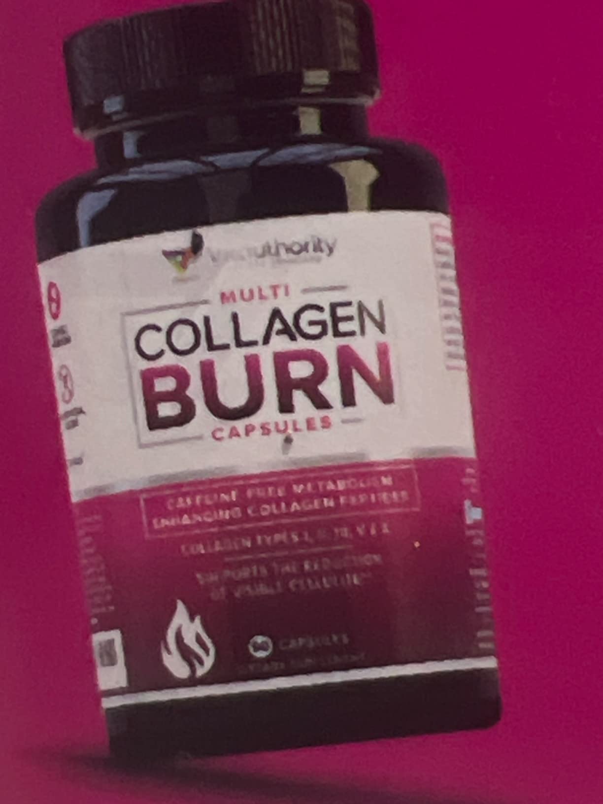 Multi Collagen Burn: Multi-Type Hydrolyzed Protein Peptides with Hyaluronic Acid, Vitamin C, SOD B Dimpless, Types I, II, III, V and X, Caffeine-Free (Unflavored Capsules) customer photo 1