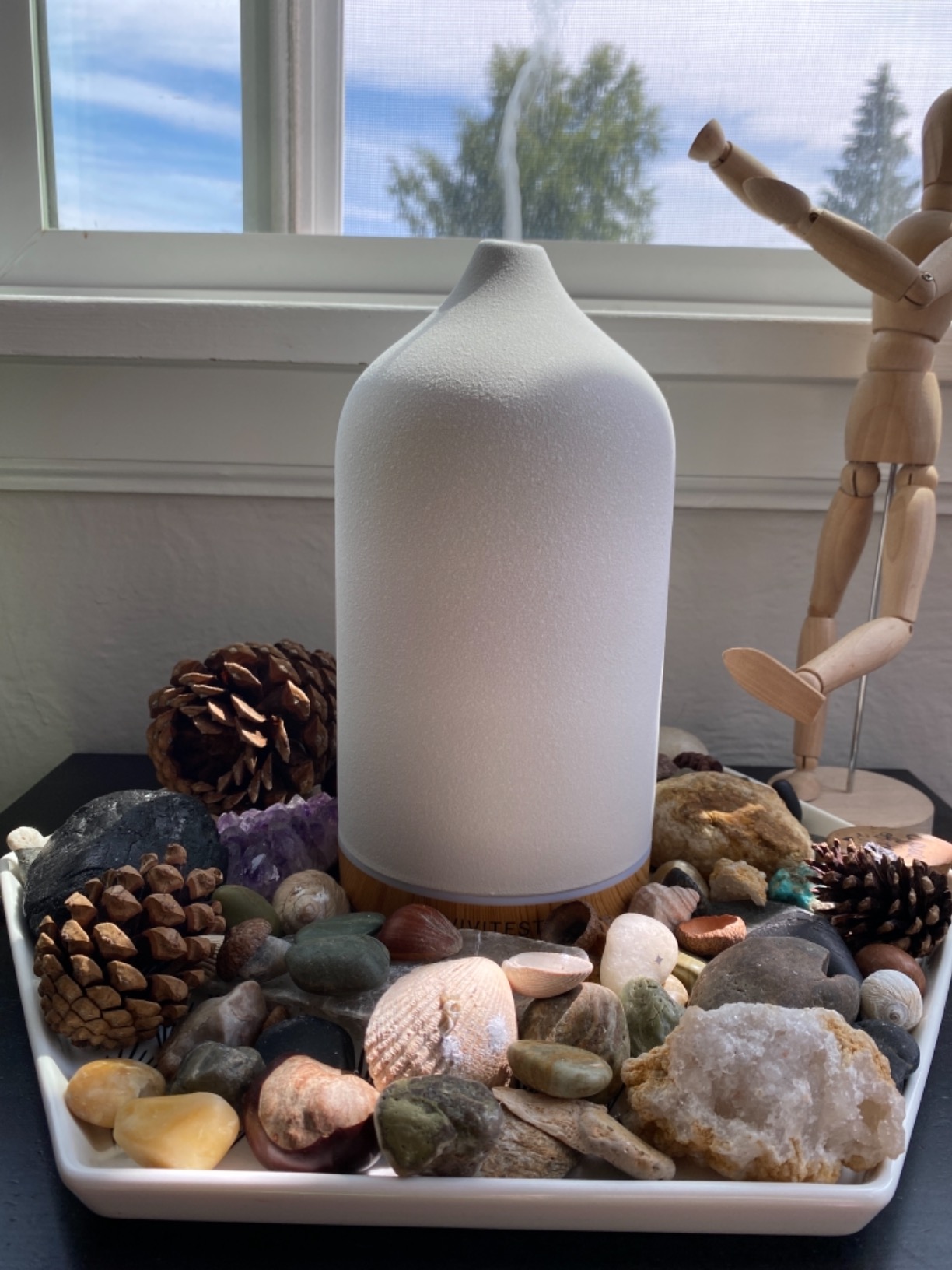 VIVITEST 200ML Ceramic Essential Oil Diffuser, Stone Essential Oil Diffuser, Ultrasonic Aromatherapy Diffusers for Home customer photo 1