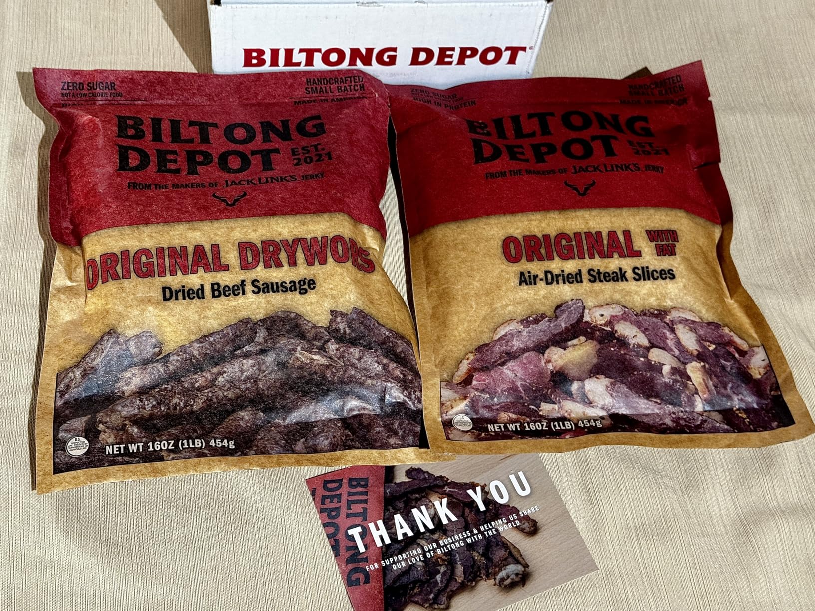 Biltong Depot Original Beef Biltong Slices with Fat - 1lb (16oz) | Air-Dried Beef Jerky Snack | High Protein | Zero Sugar | Keto & Paleo Friendly | Gluten Free | No Artificial Preservatives | No MSG customer photo 1