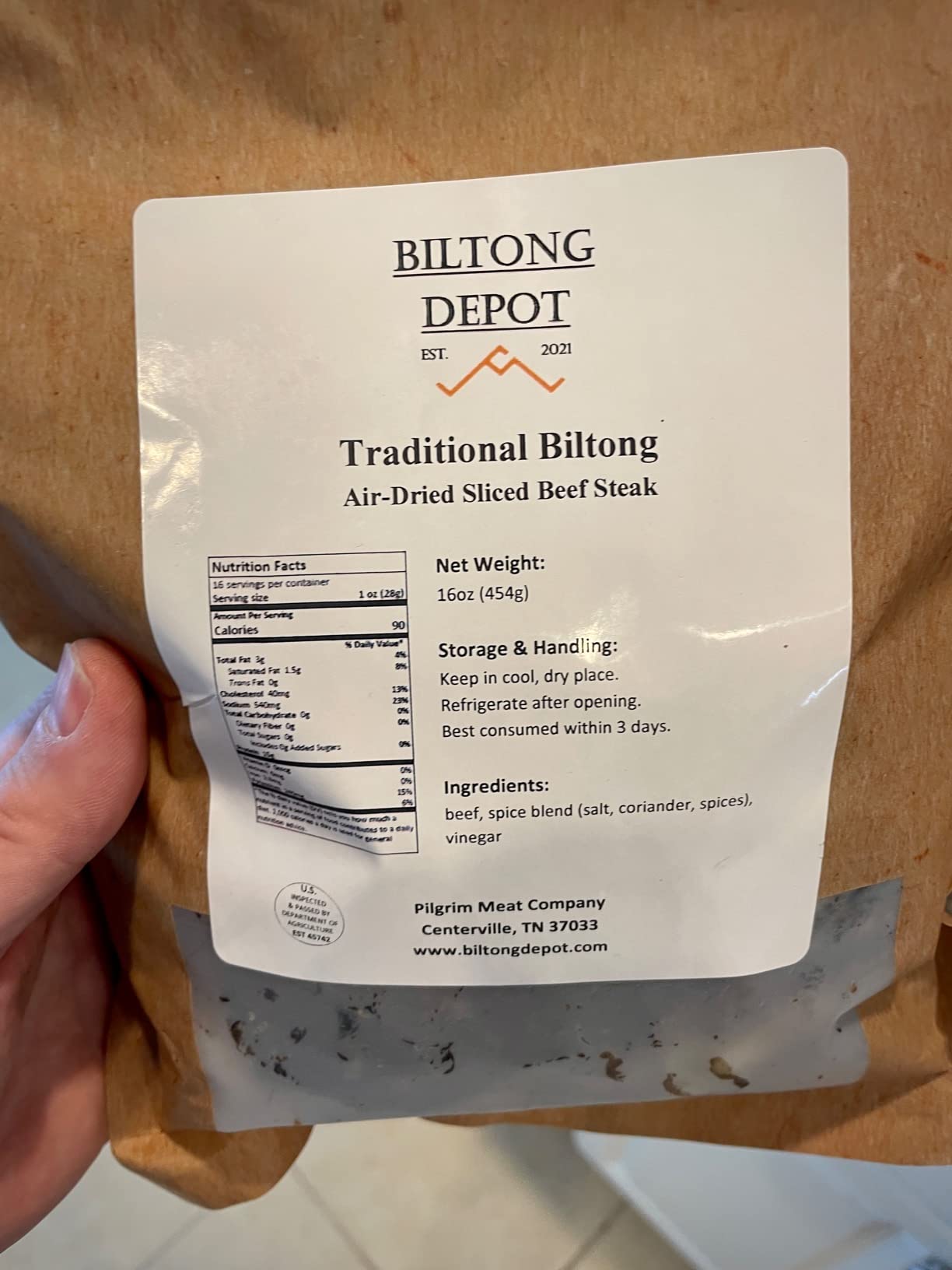 Biltong Depot Original Beef Biltong Slices with Fat - 1lb (16oz) | Air-Dried Beef Jerky Snack | High Protein | Zero Sugar | Keto & Paleo Friendly | Gluten Free | No Artificial Preservatives | No MSG customer photo 2
