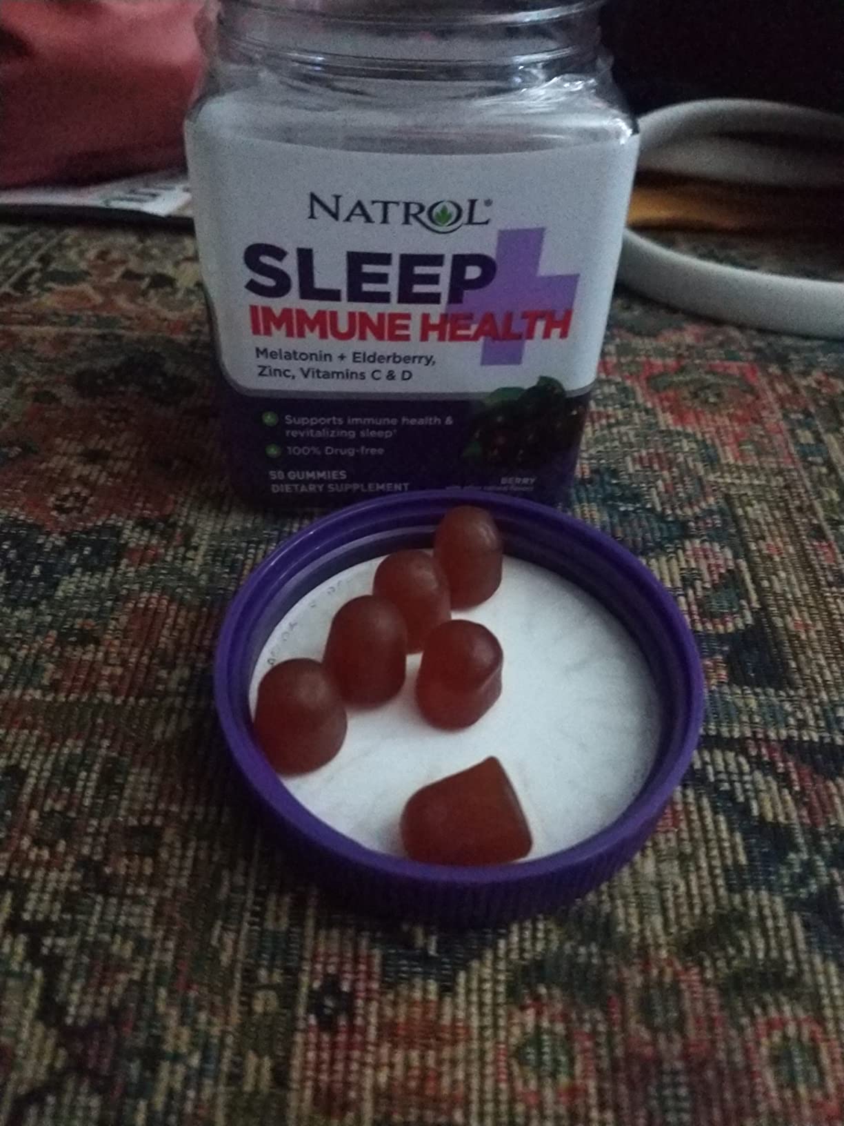 Natrol Sleep+ Immune Health Gummy, Sleep Aid & Immunity Support, Elderberry, Vitamins C, D and Zinc, Drug Free, 50 Berry Flavored Gummies customer photo 1