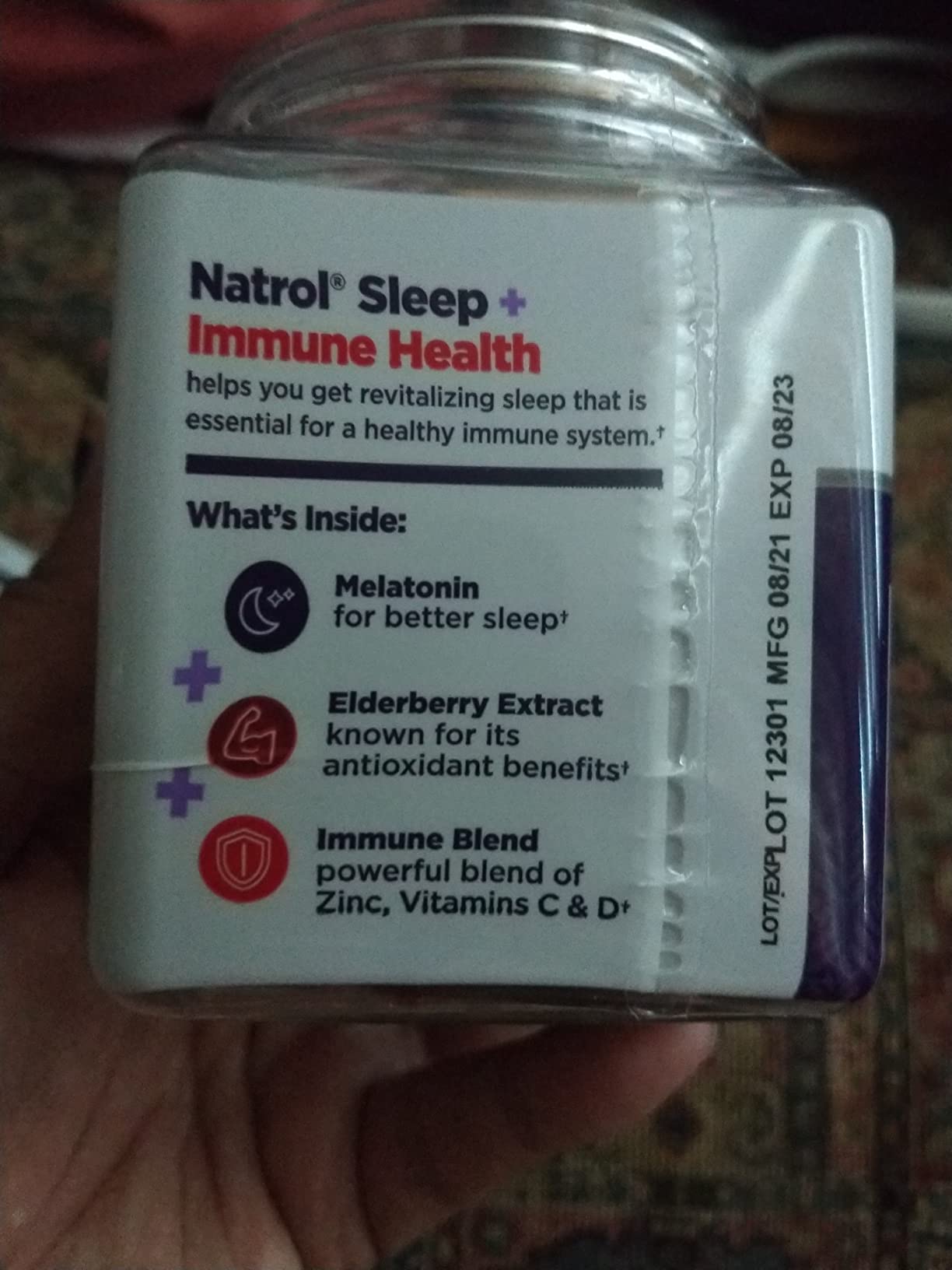 Natrol Sleep+ Immune Health Gummy, Sleep Aid & Immunity Support, Elderberry, Vitamins C, D and Zinc, Drug Free, 50 Berry Flavored Gummies customer photo 2