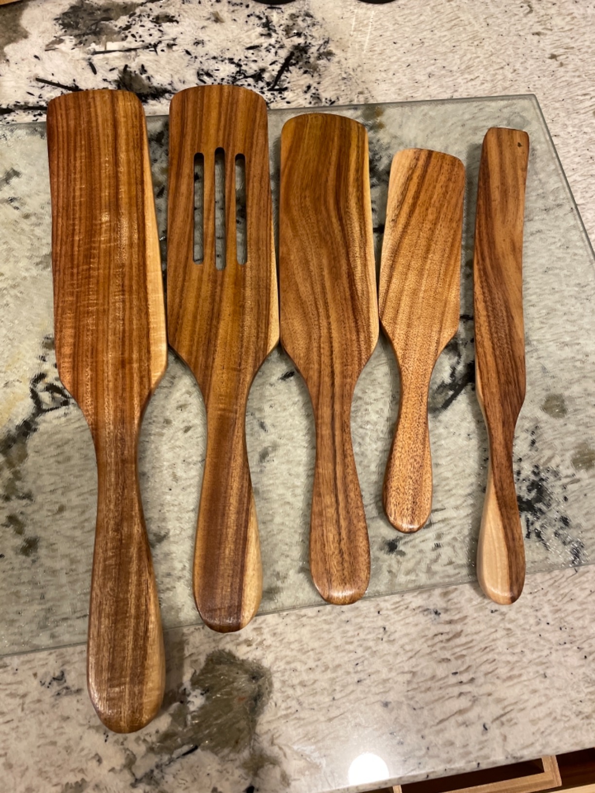 5Pcs Wooden Spoons Kit for Cooking Durable Acacia Wood Spurtles Kitchen Tools and Utensils Long Handle for Nonstick Cookware, Salad Strainer and Cake Make, Spurtles Kitchen Tools as Seen on TV customer photo 1