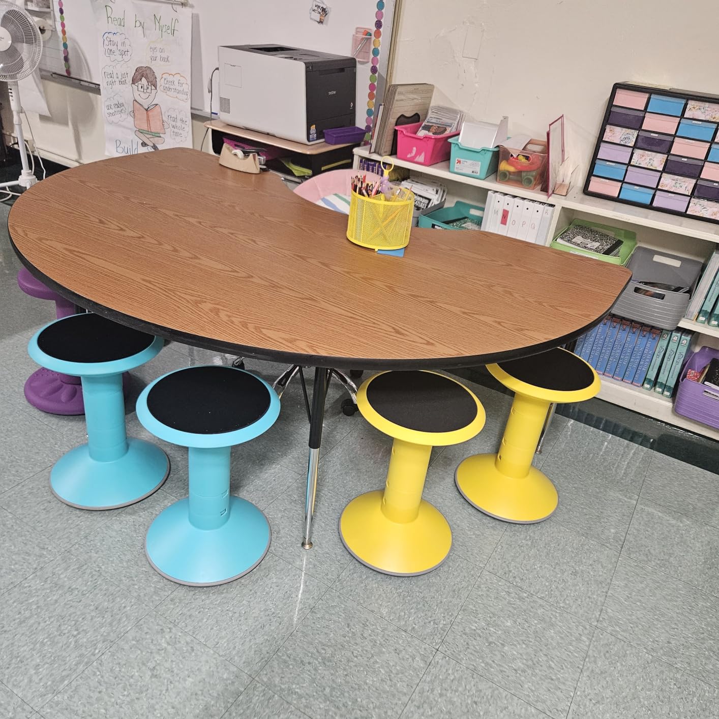 Storex Active Tilt Stool - Ergonomic Seating for Flexible Office Space and Standing Desks, Adjustable 12-24 Inch Height, Teal customer photo 2