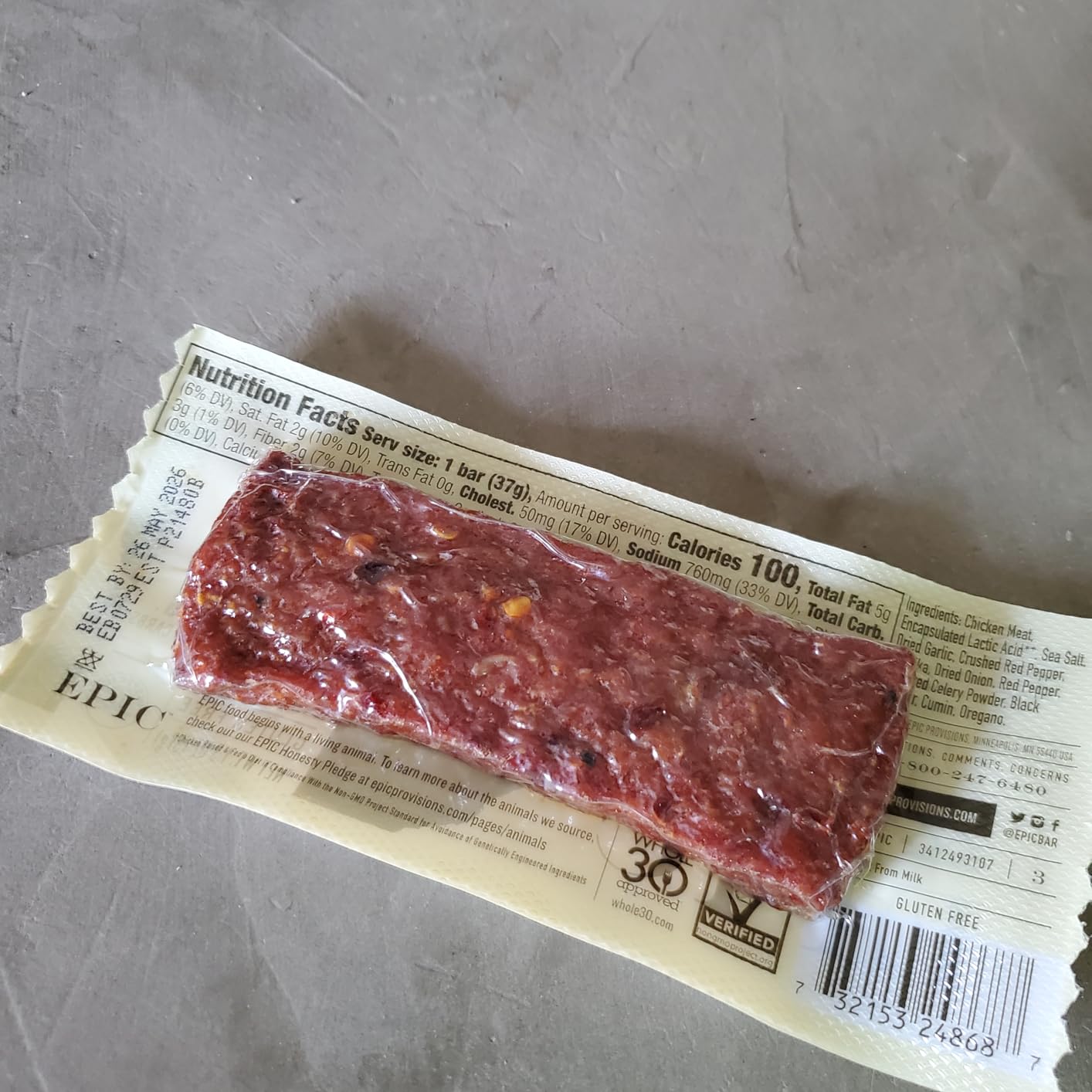 EPIC Bars, Chicken Sriracha, Keto and Paleo Friendly, Whole30 Approved, Gluten Free, 12 Count, 15.6 oz customer photo 2