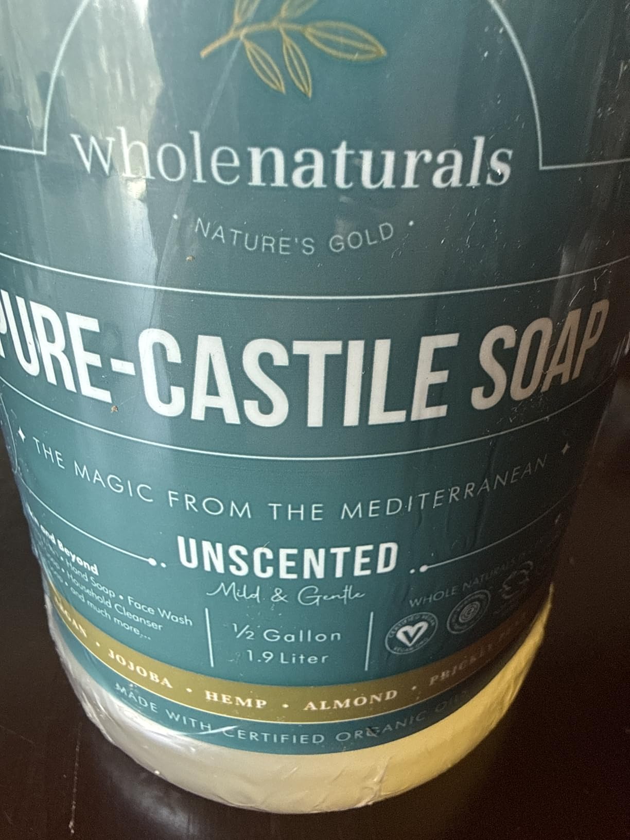 WHOLENATURALS Pure Castile Soap Liquid, EWG Verified & Certified Palm Oil Free Unscented, Natural, Mild & Gentle Non-gmo & Vegan - Organic Body Wash, Laundry, Pet/Dog and Baby Soap - 64 Fl Oz customer photo 2